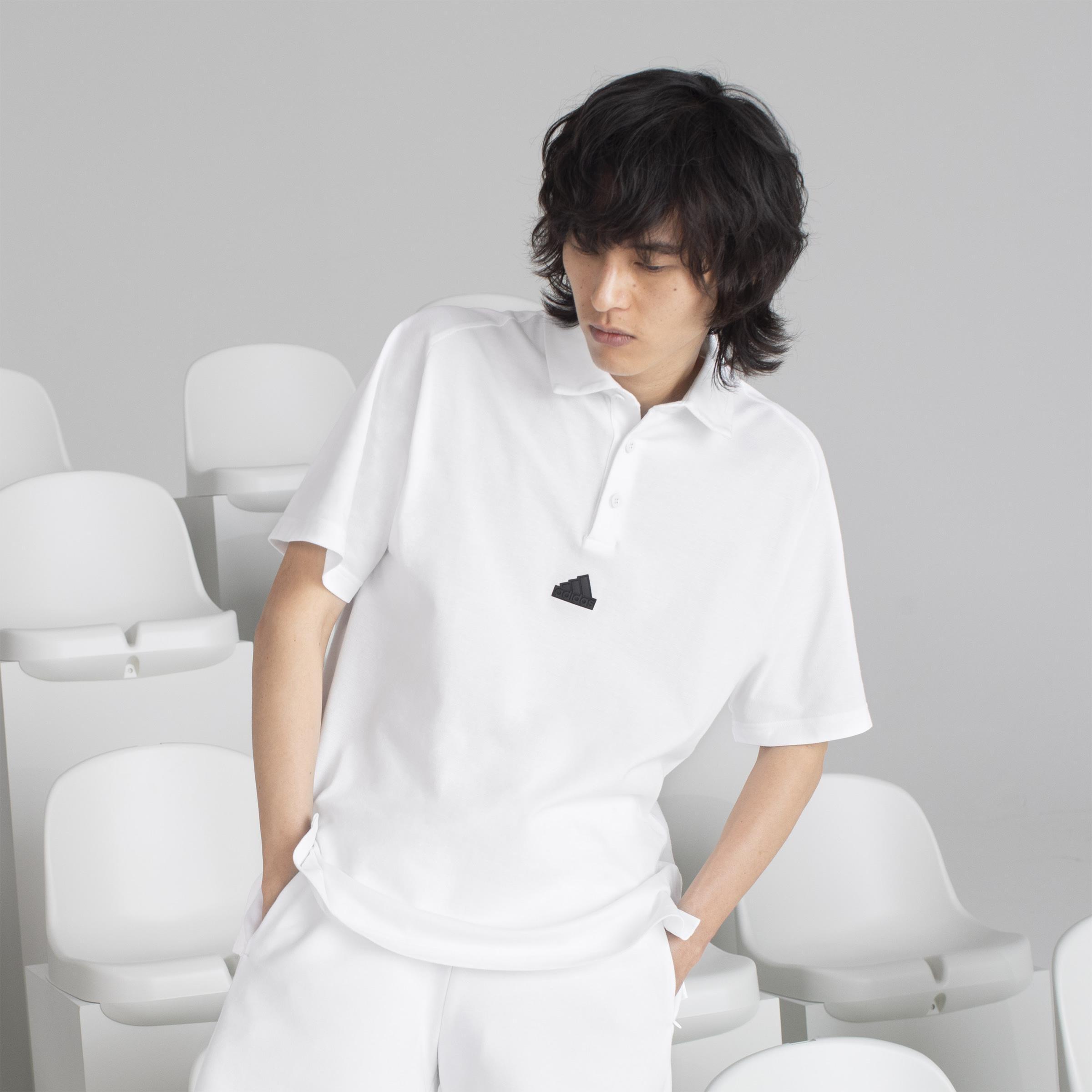 adidas Z.N.E. Premium Polo Shirt, White, A901_ONE, large image number 12