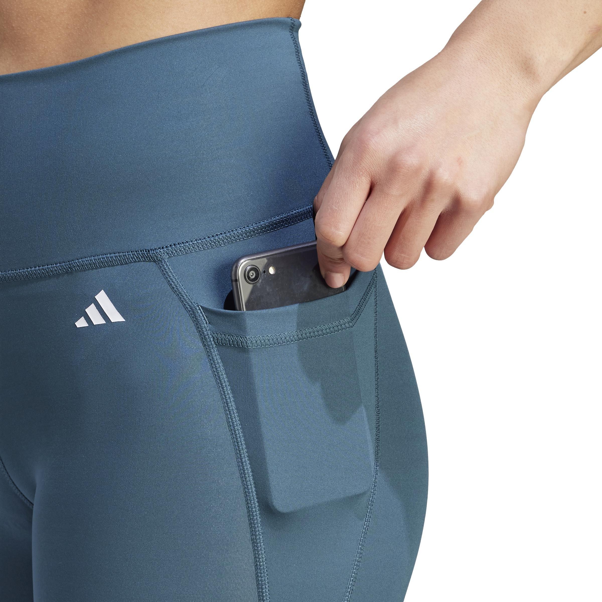 Optime Stash Pocket High-Waisted 7/8 Leggings, Turquoise, A901_ONE, large image number 3