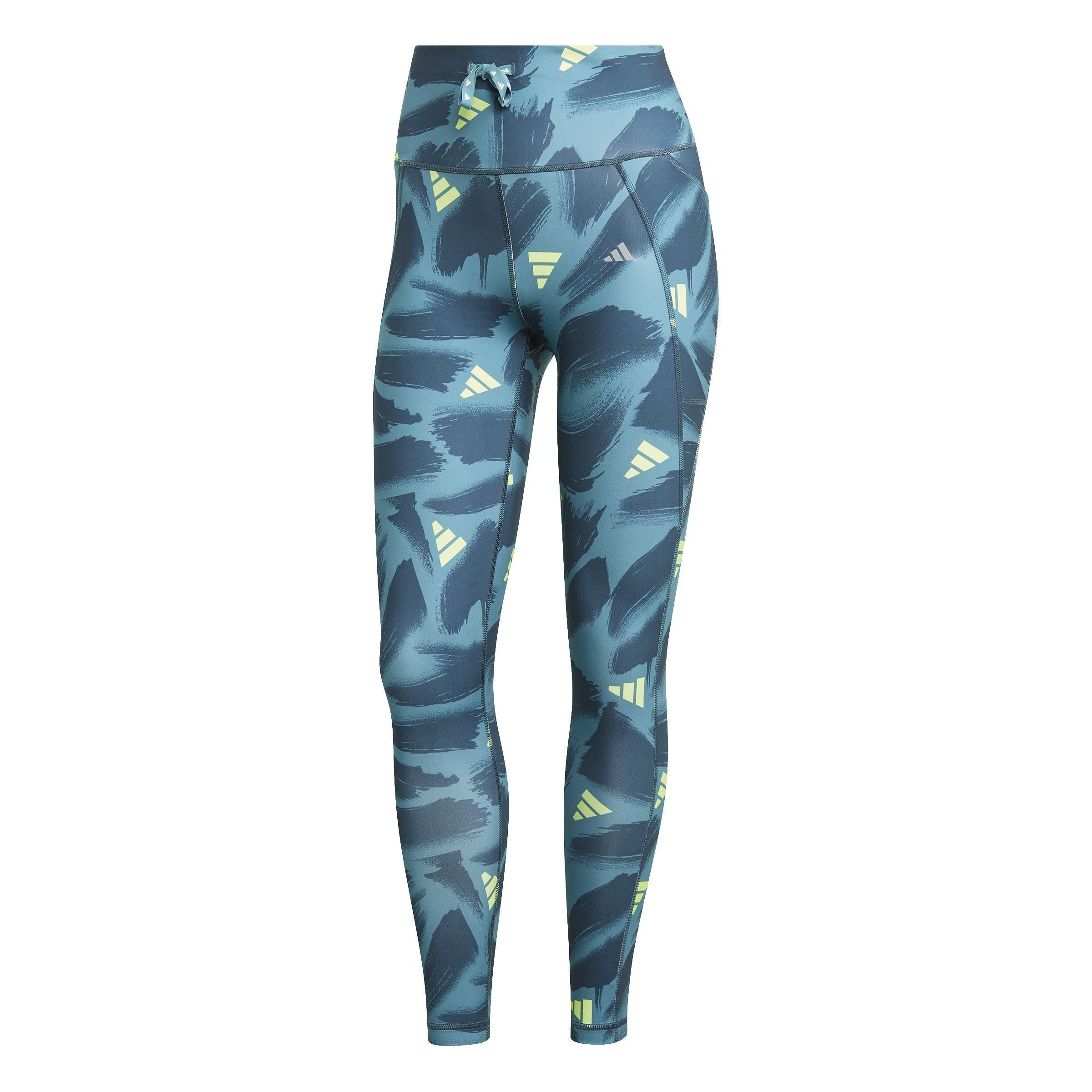 Run Essentials Print 7/8 Leggings, Turquoise, , large image number 0