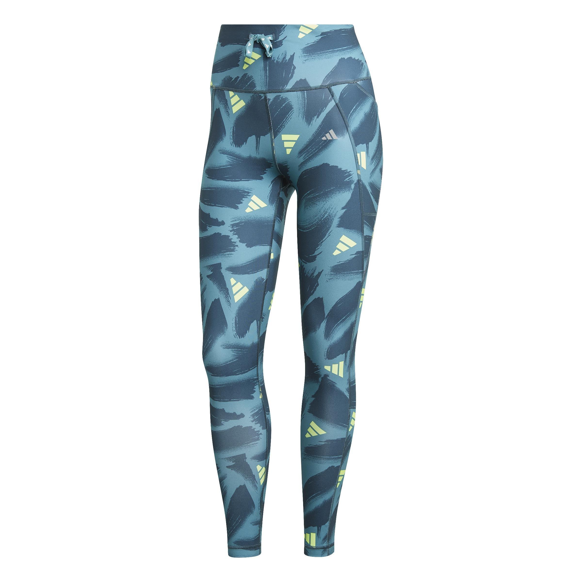 Run Essentials Print 7/8 Leggings, Turquoise, , large image number 1