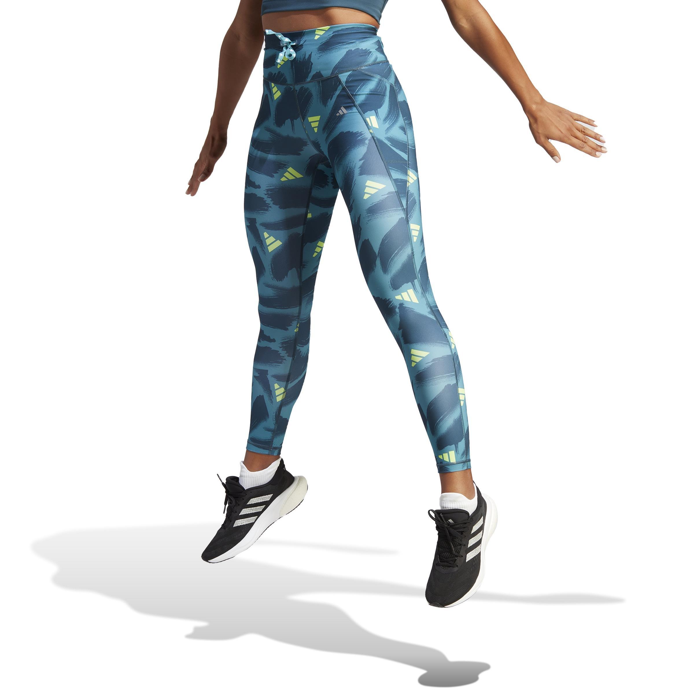 Run Essentials Print 7/8 Leggings, Turquoise, , large image number 5
