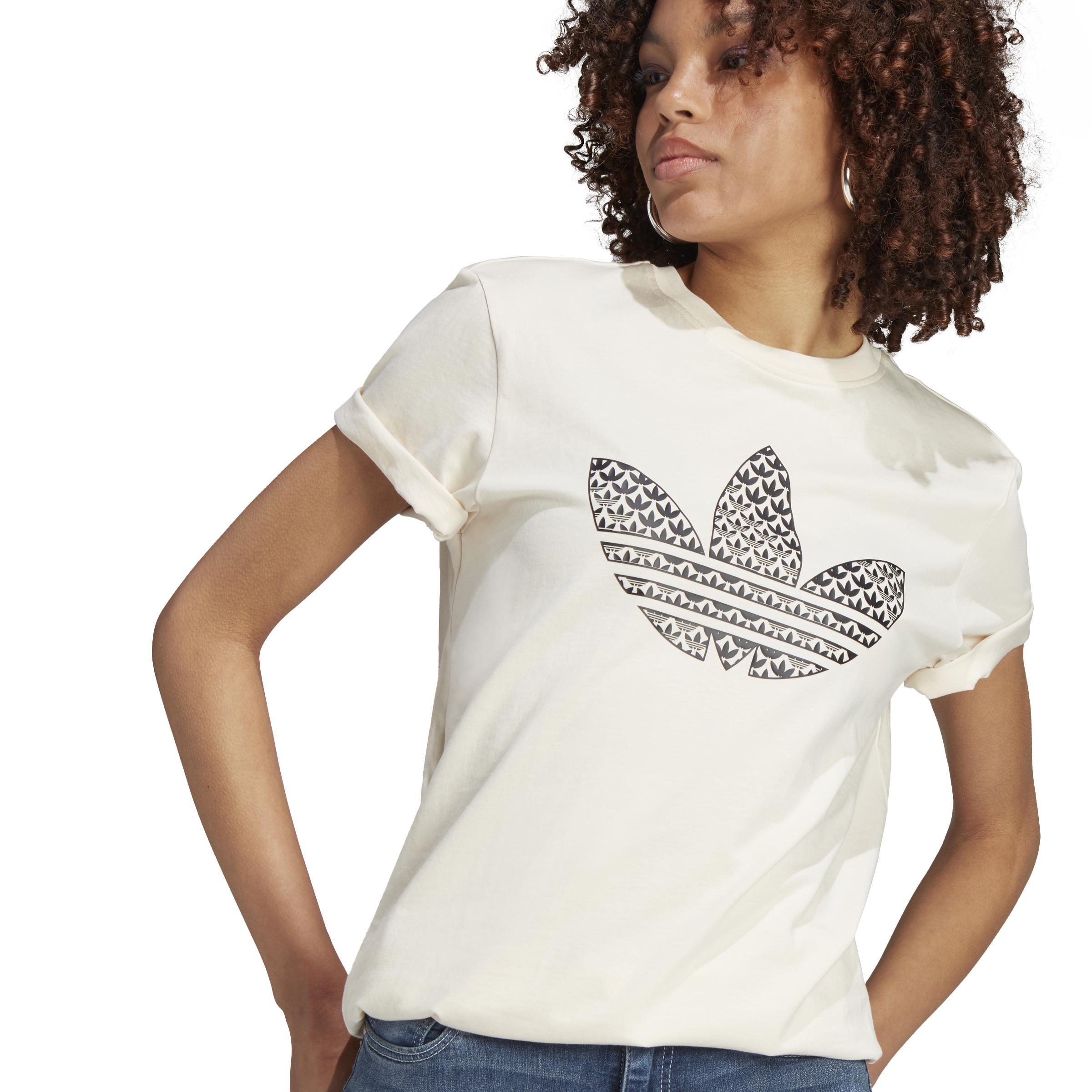 Trefoil Monogram Infill T-Shirt, White, A901_ONE, large image number 4