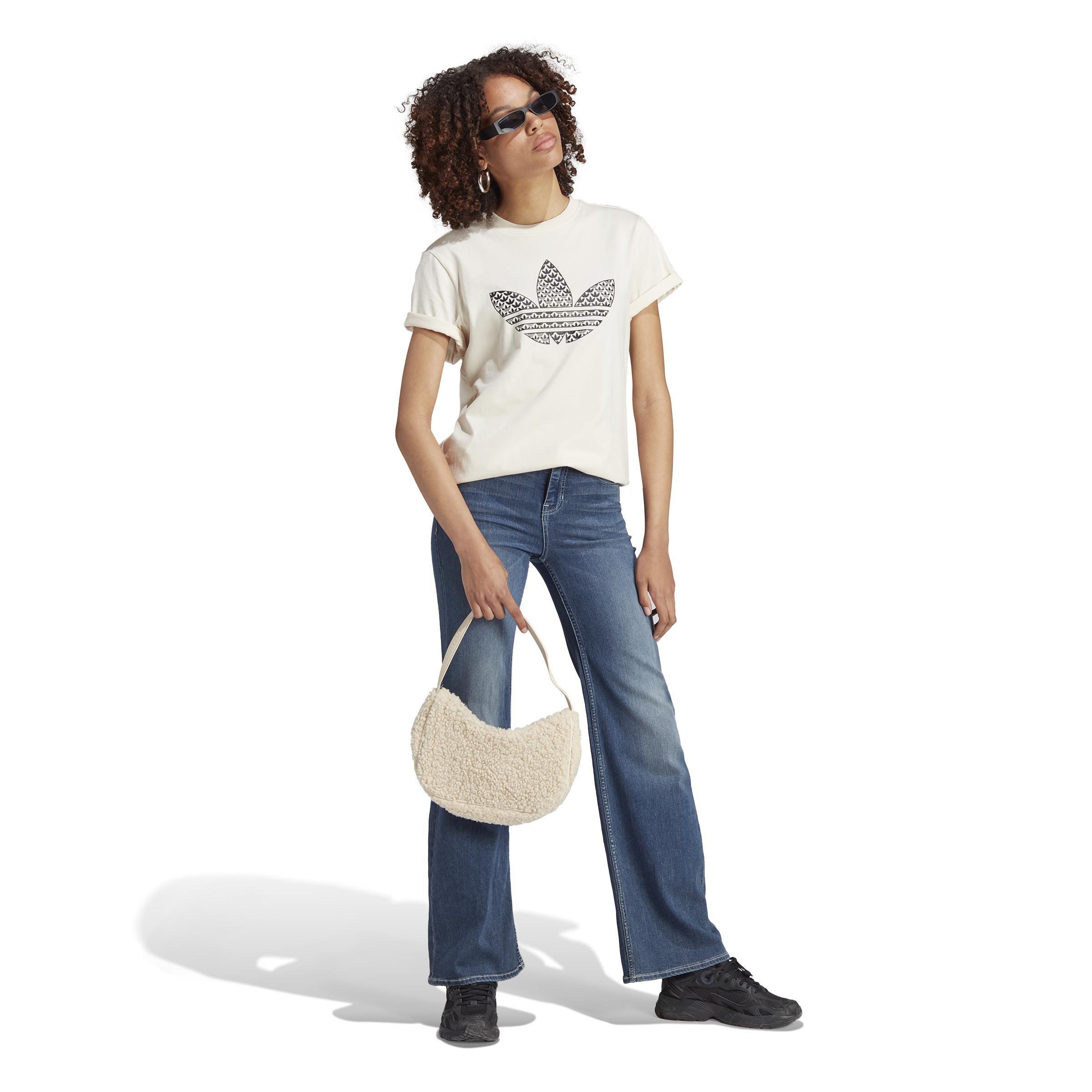 Trefoil Monogram Infill T-Shirt, White, A901_ONE, large image number 12