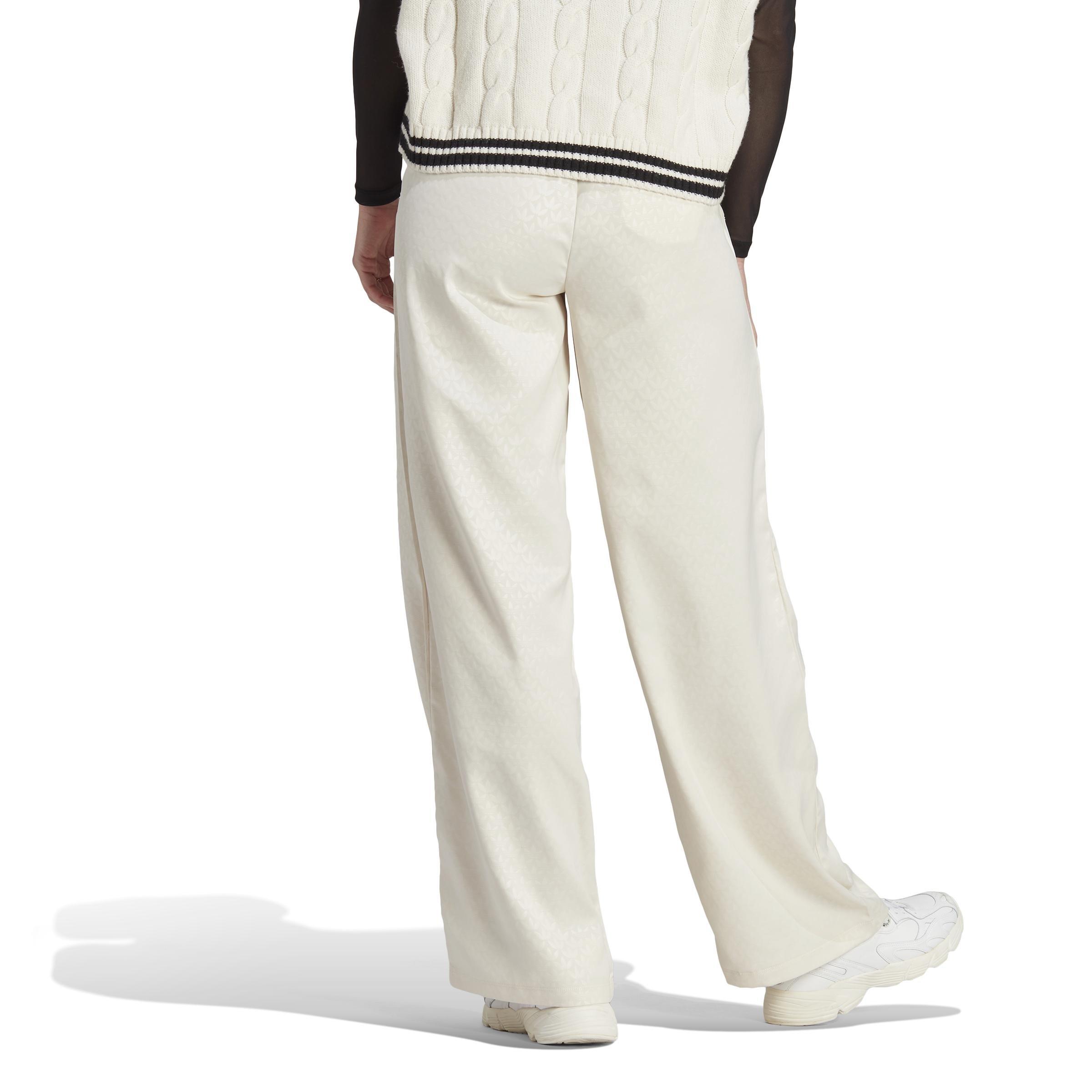 Trefoil Monogram Satin Joggers, White, , large image number 2