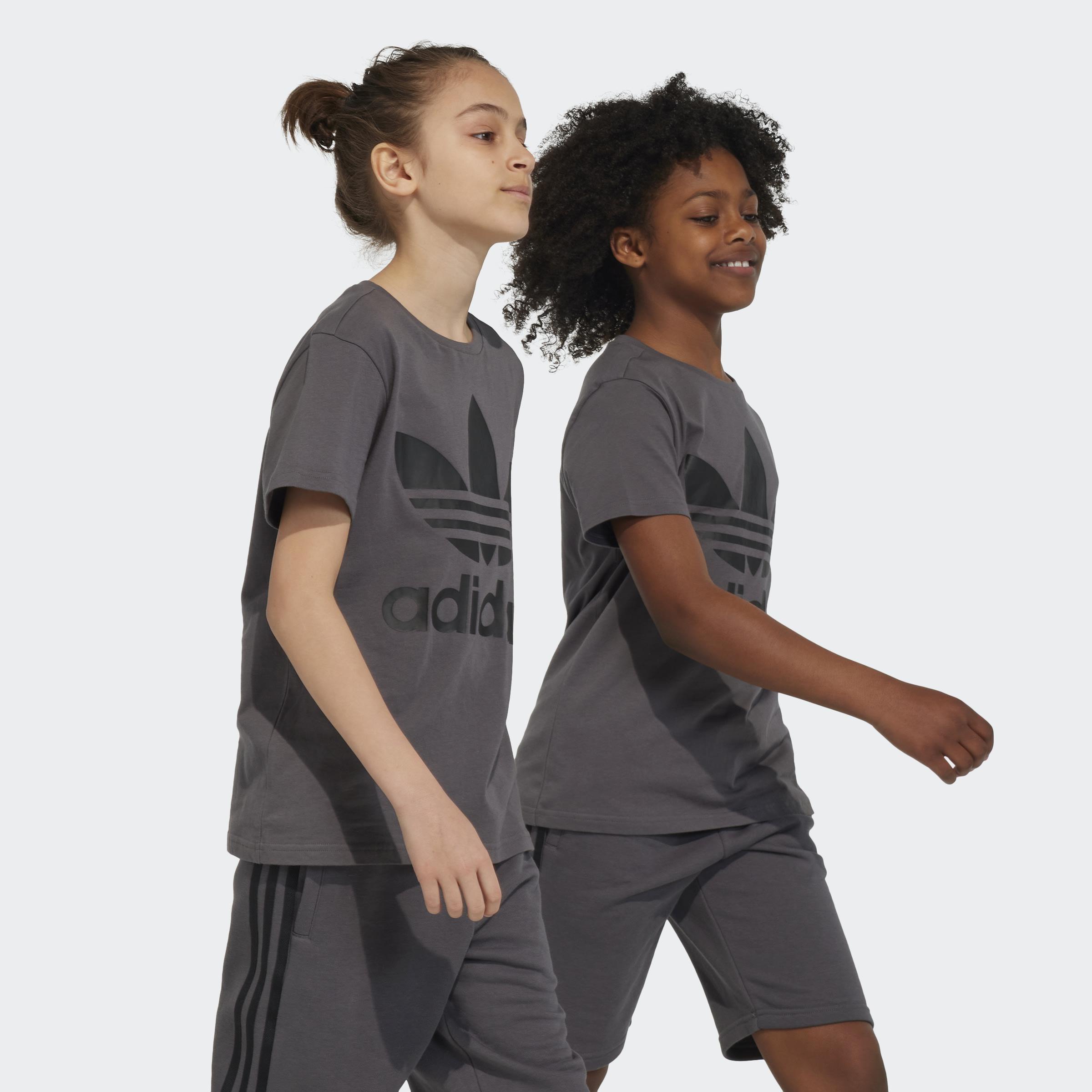 Kids Unisex Trefoil T-Shirt, Grey, A901_ONE, large image number 6