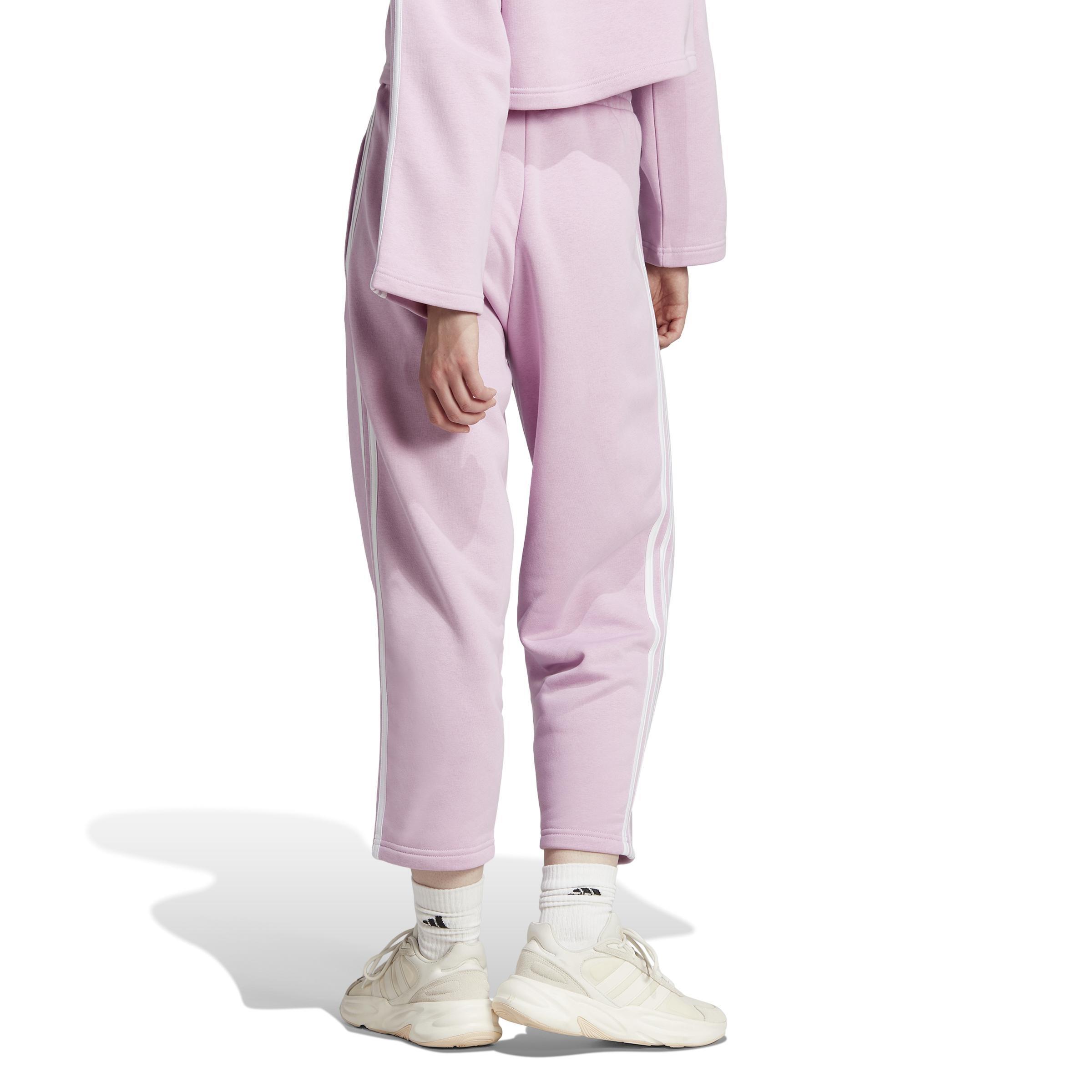 Essentials 3-Stripes Open Hem Fleece Joggers, Purple, , large image number 2