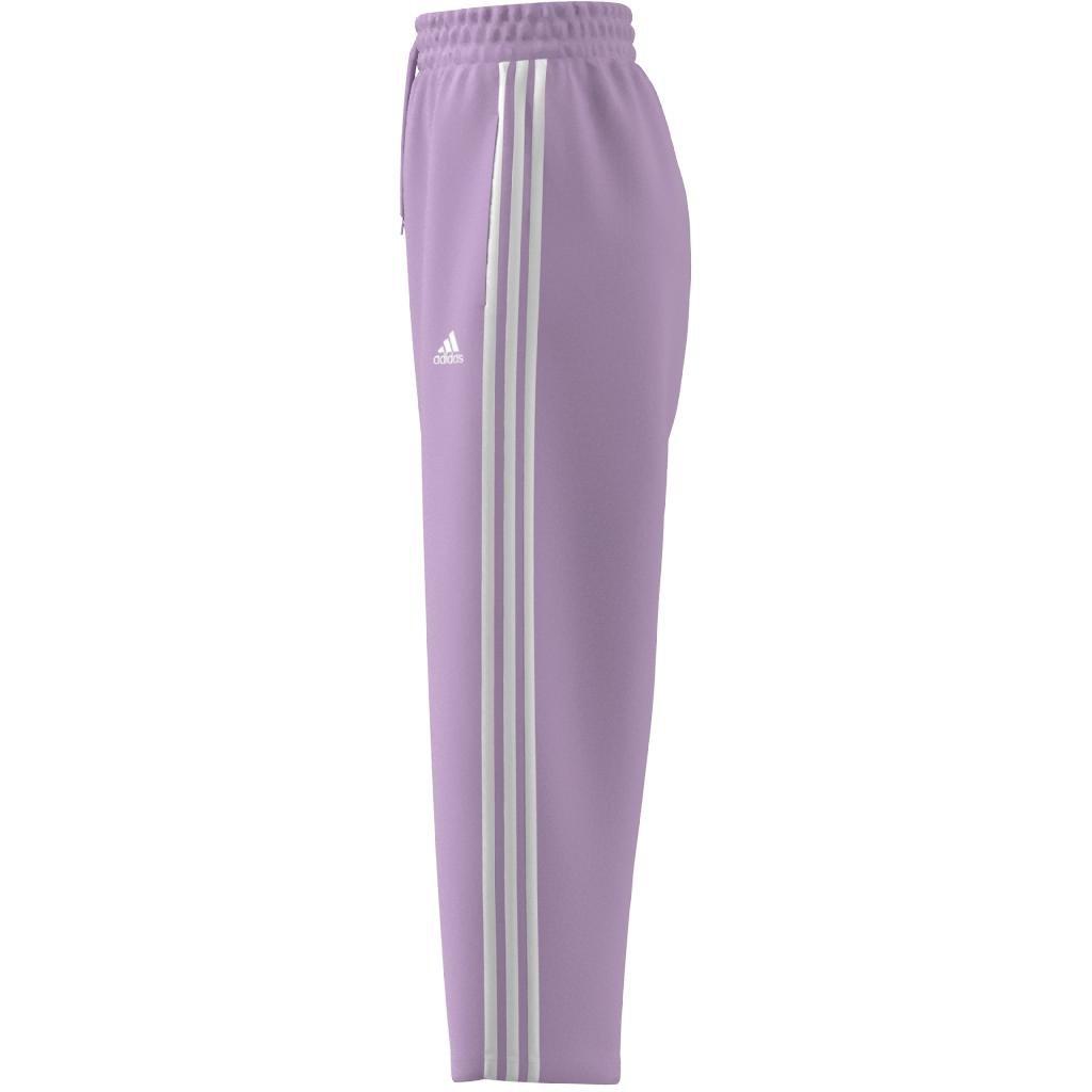 Essentials 3-Stripes Open Hem Fleece Joggers, Purple, , large image number 5