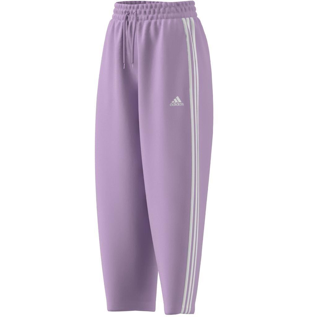 Essentials 3-Stripes Open Hem Fleece Joggers, Purple, , large image number 8