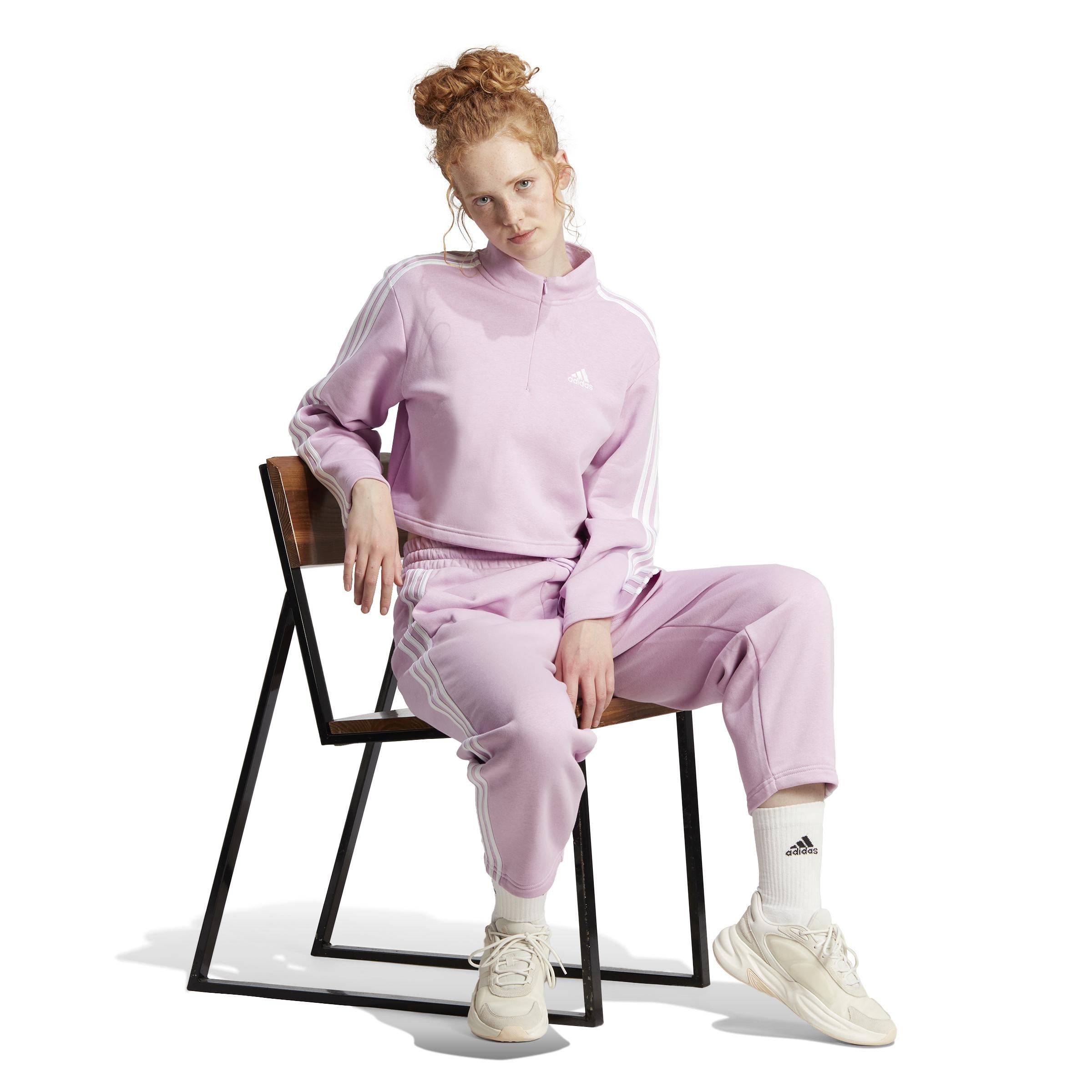Essentials 3-Stripes Open Hem Fleece Joggers, Purple, , large image number 14