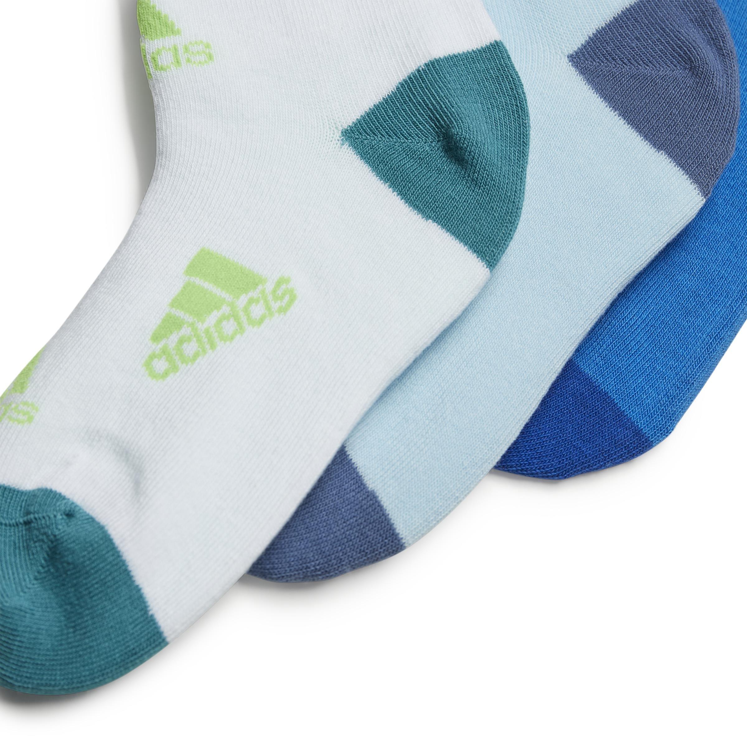 Unisex Kids Graphic Socks 3 Pairs, Blue, , large image number 2