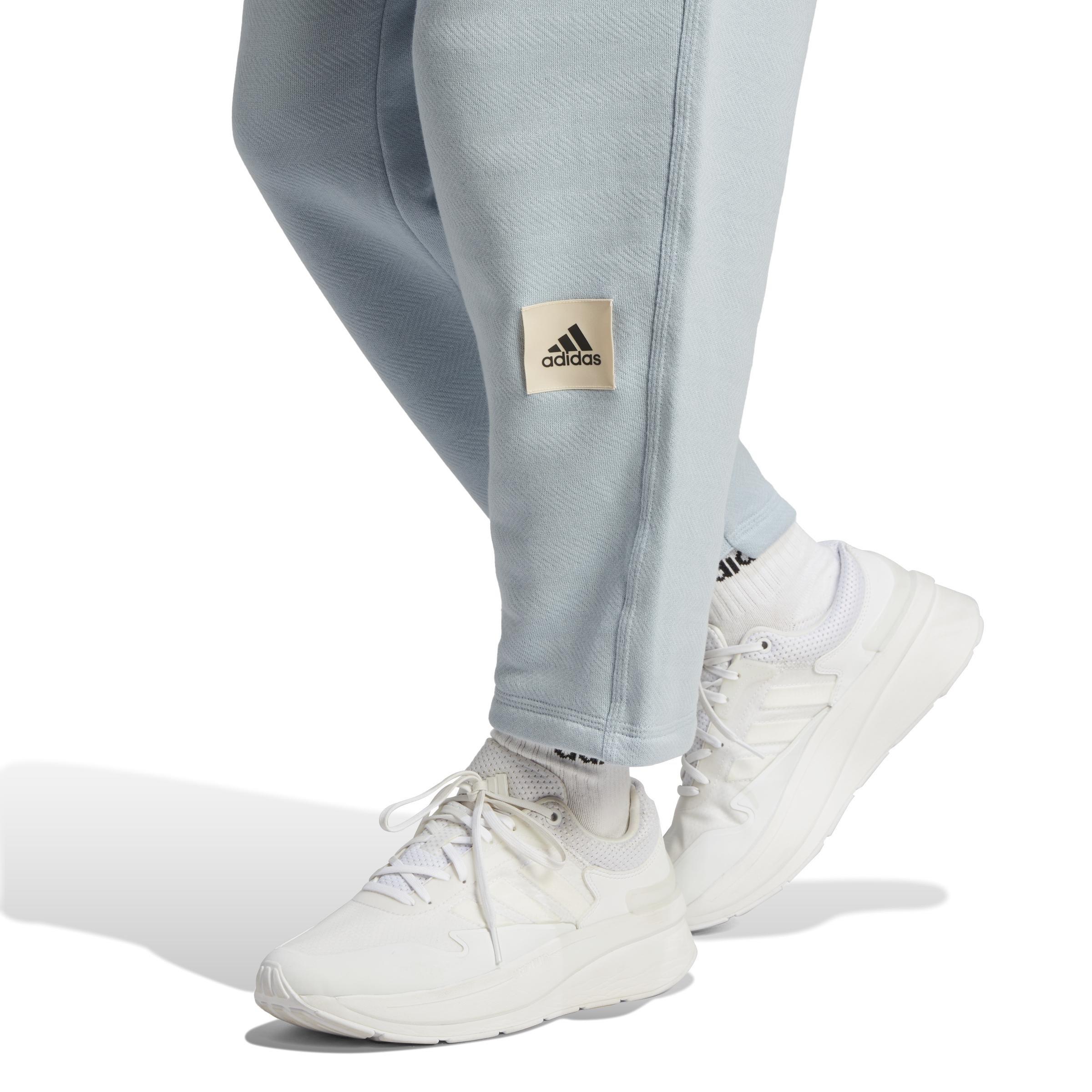 Lounge French Terry Barrel-Leg Pants, Blue, , large image number 4