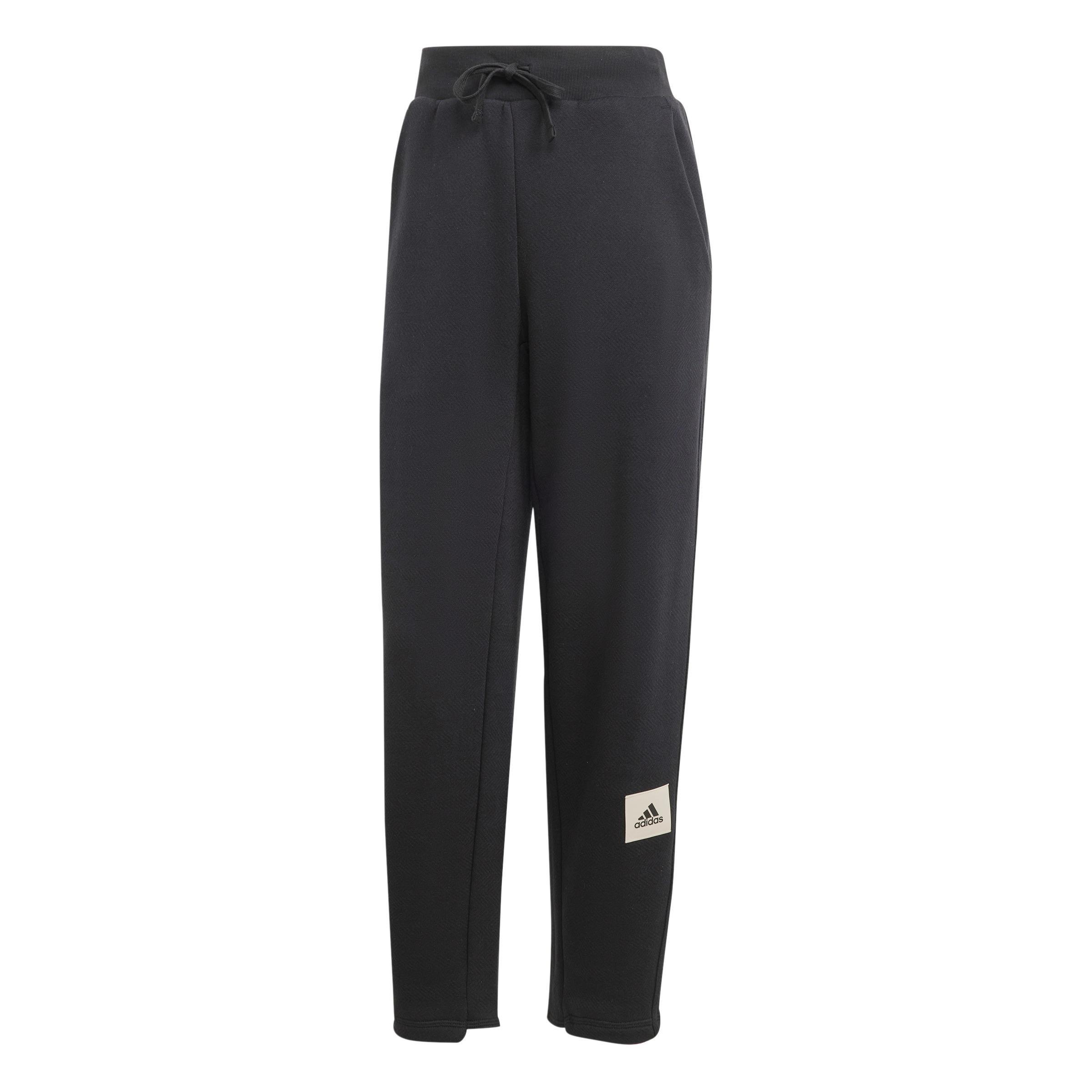 Lounge French Terry Barrel-Leg Pants, Black, , large image number 0