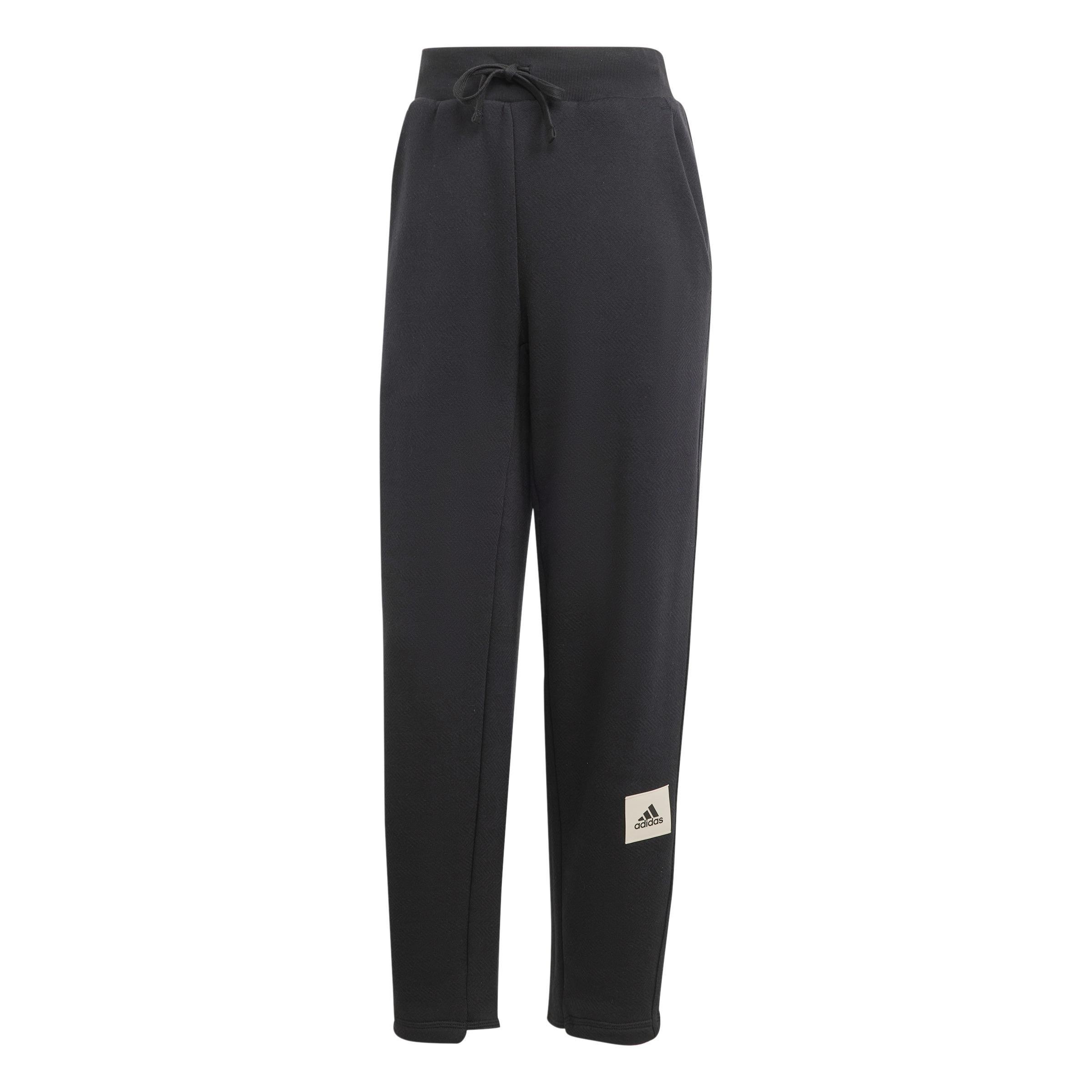 Lounge French Terry Barrel-Leg Pants, Black, , large image number 1