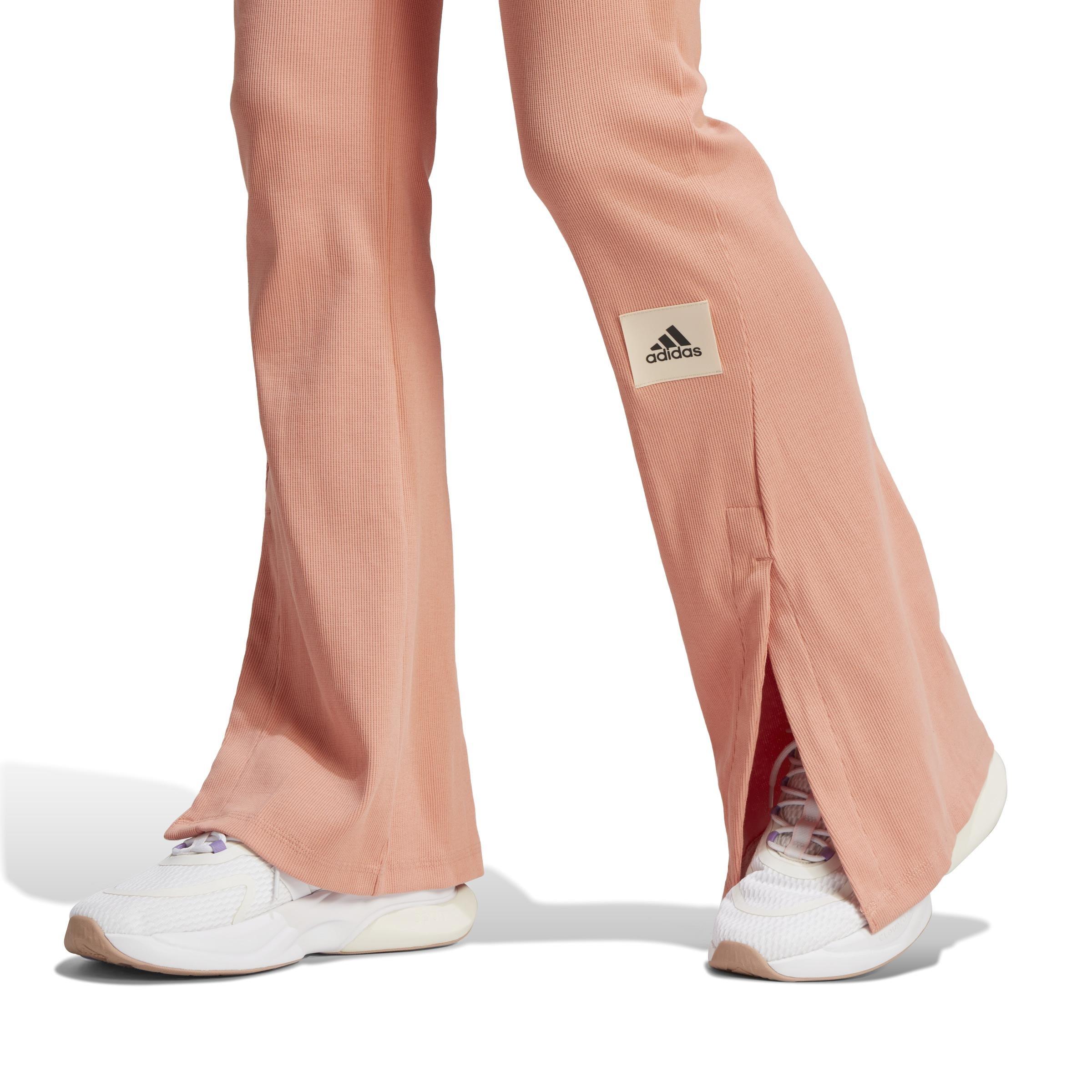 Lounge Ribbed Flared-Leg Joggers, Red, , large image number 4