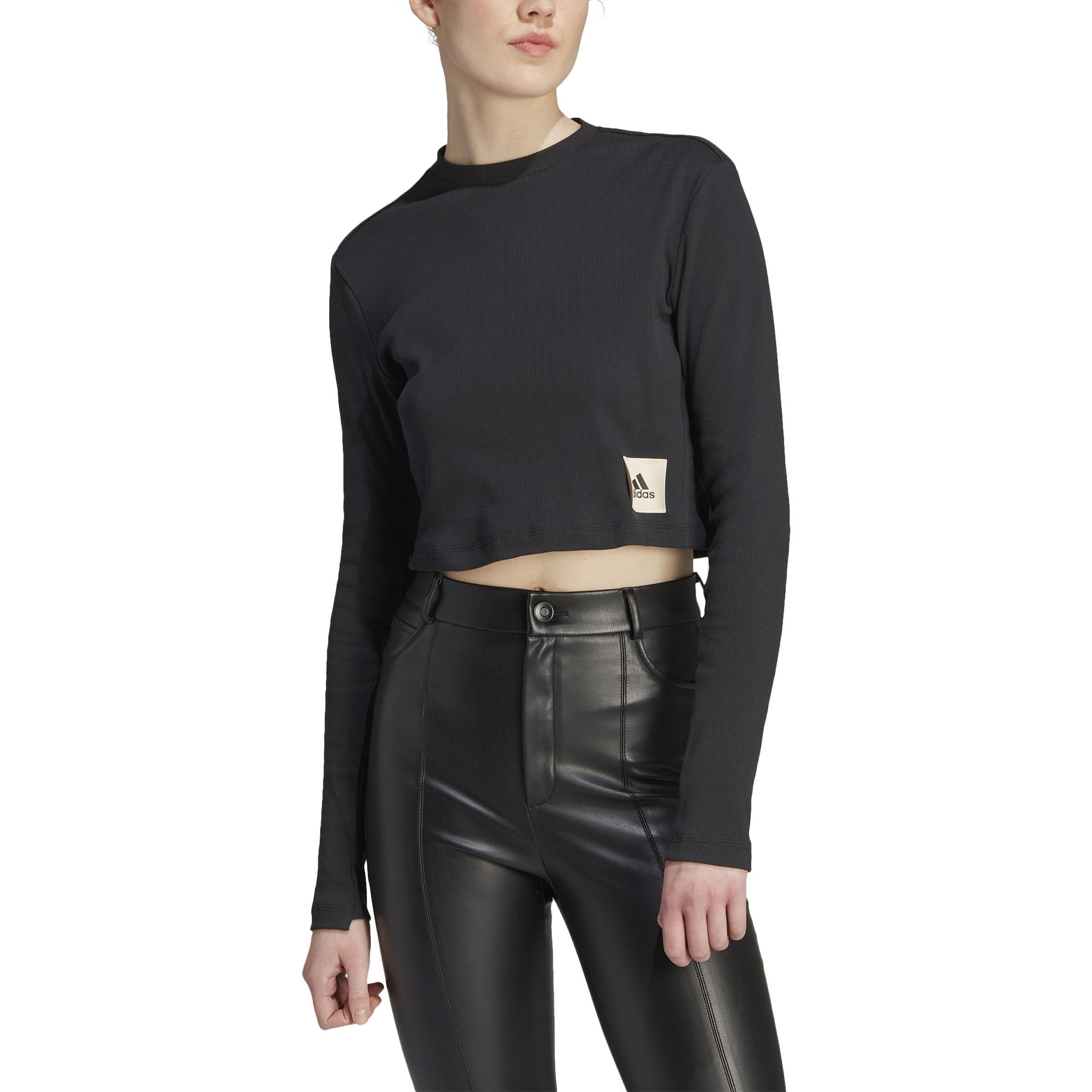 Lounge Ribbed Crop Long-Sleeve Top, Multicolour, A901_ONE, large image number 0