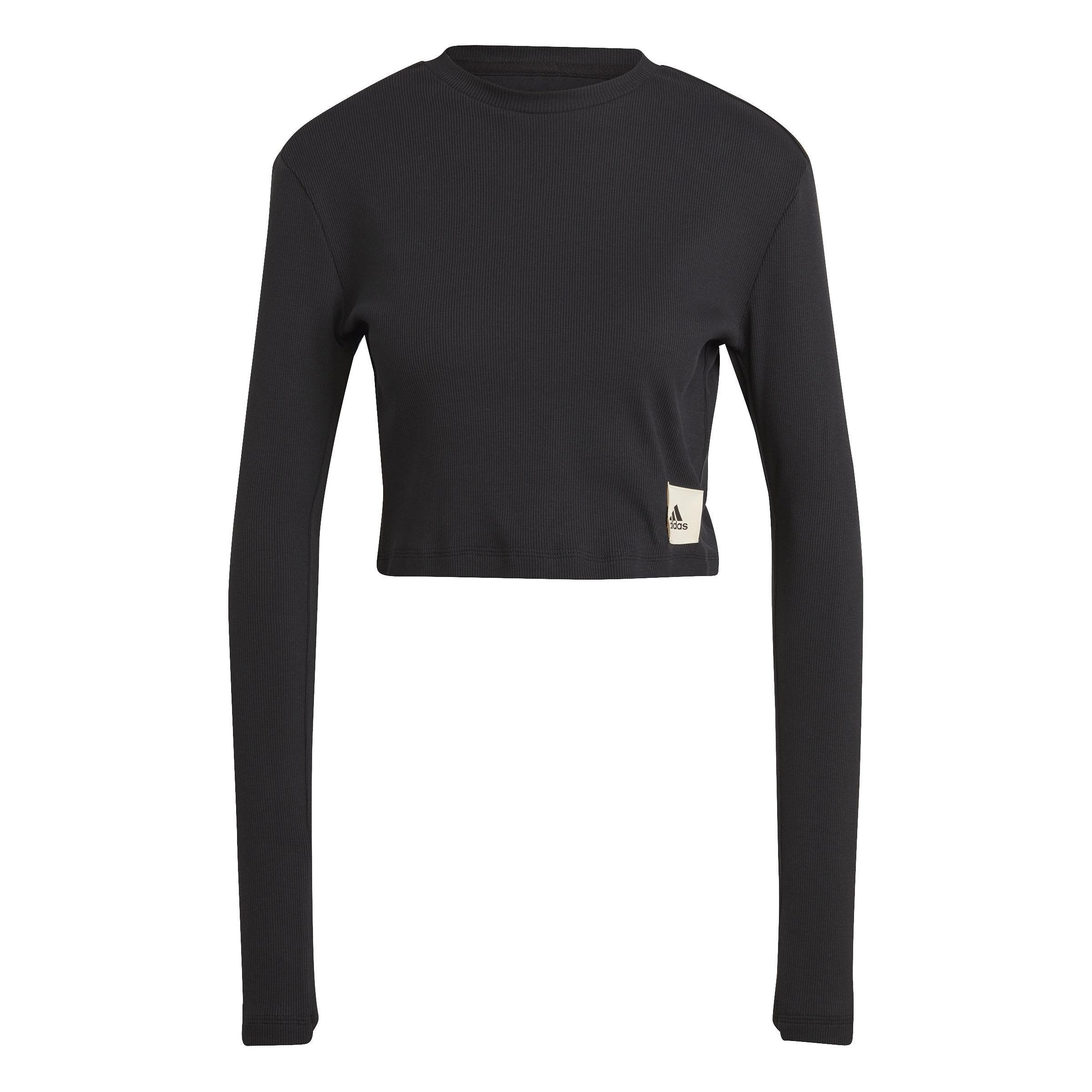 Lounge Ribbed Crop Long-Sleeve Top, Multicolour, A901_ONE, large image number 1