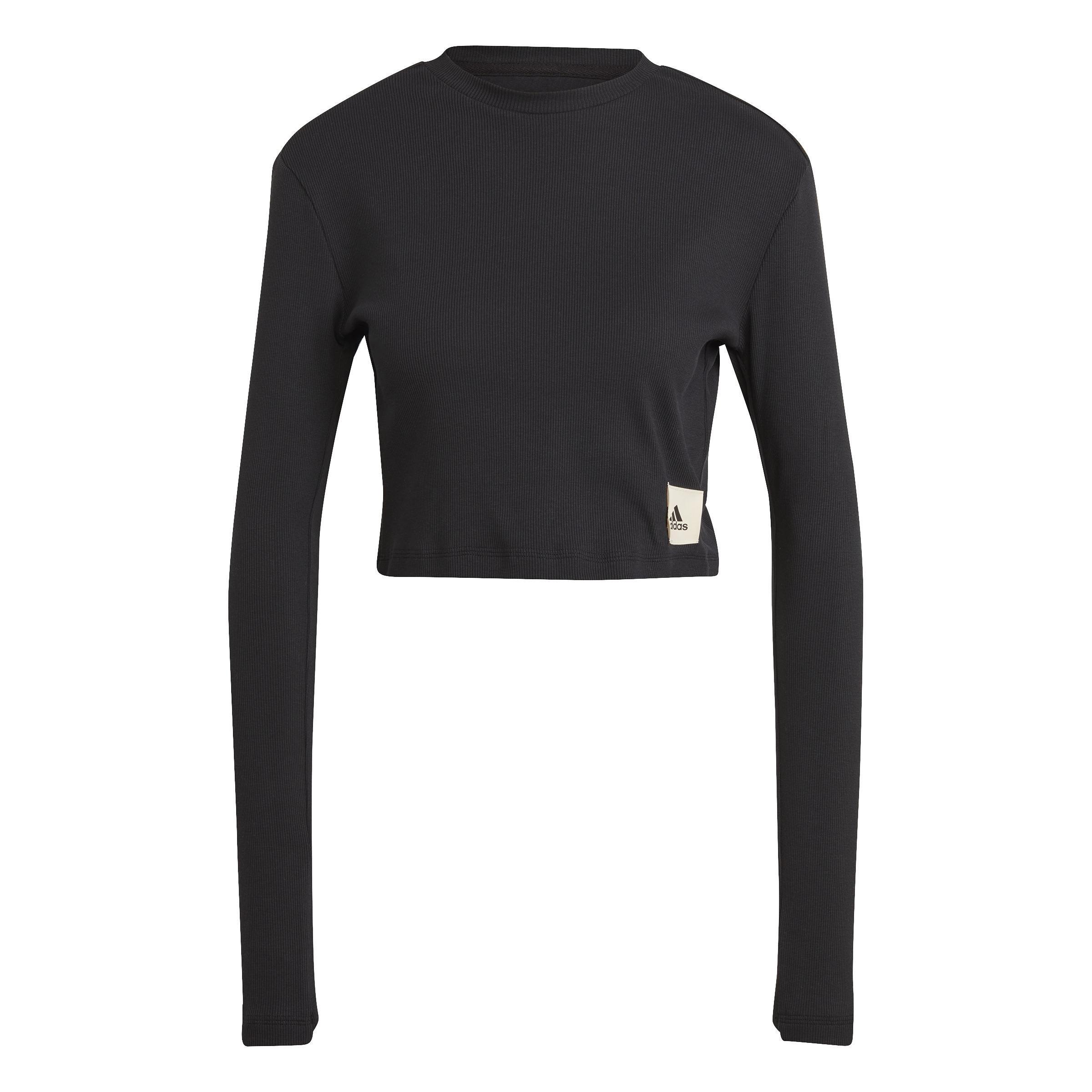 Lounge Ribbed Crop Long-Sleeve Top, Multicolour, A901_ONE, large image number 2