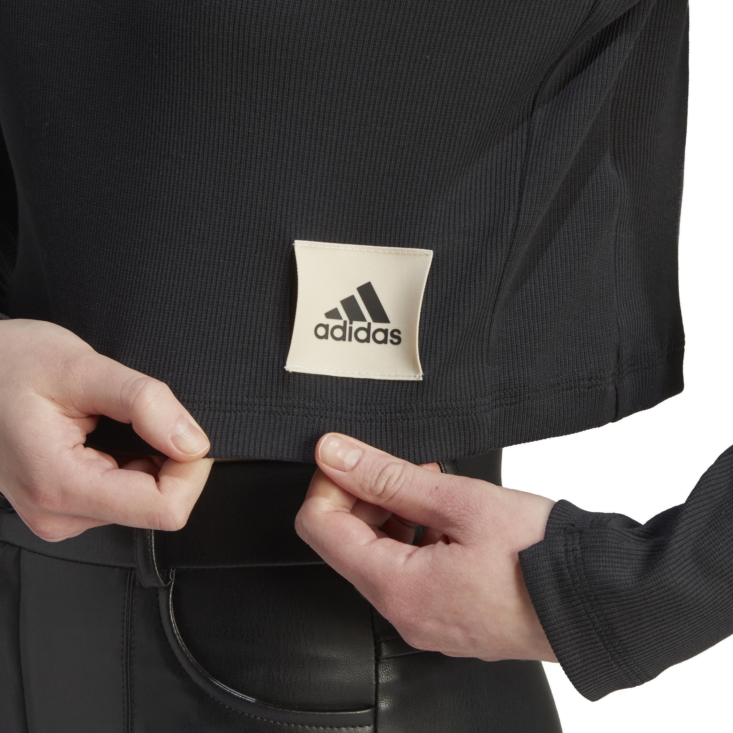 Lounge Ribbed Crop Long-Sleeve Top, Multicolour, A901_ONE, large image number 4