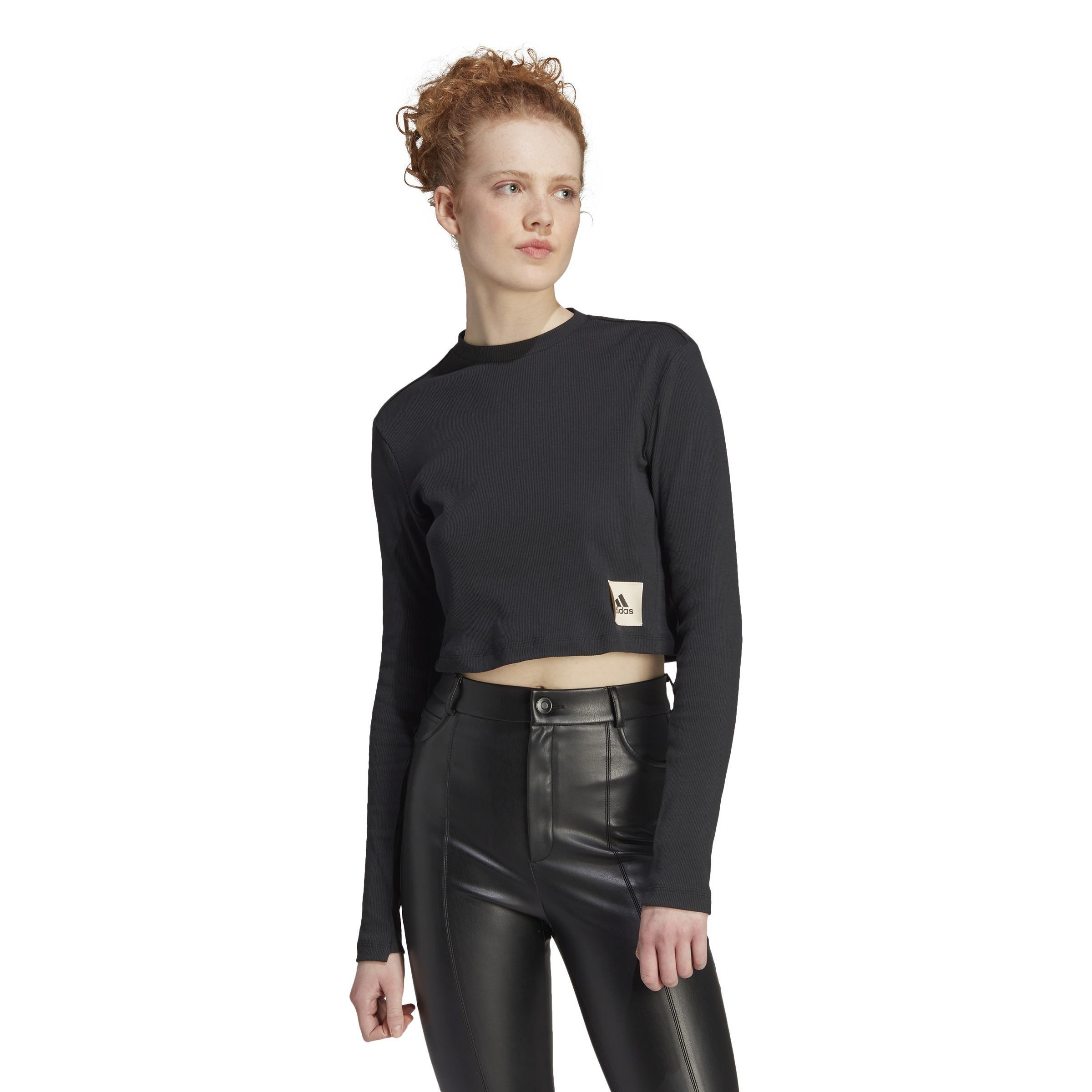 Lounge Ribbed Crop Long-Sleeve Top, Multicolour, A901_ONE, large image number 12