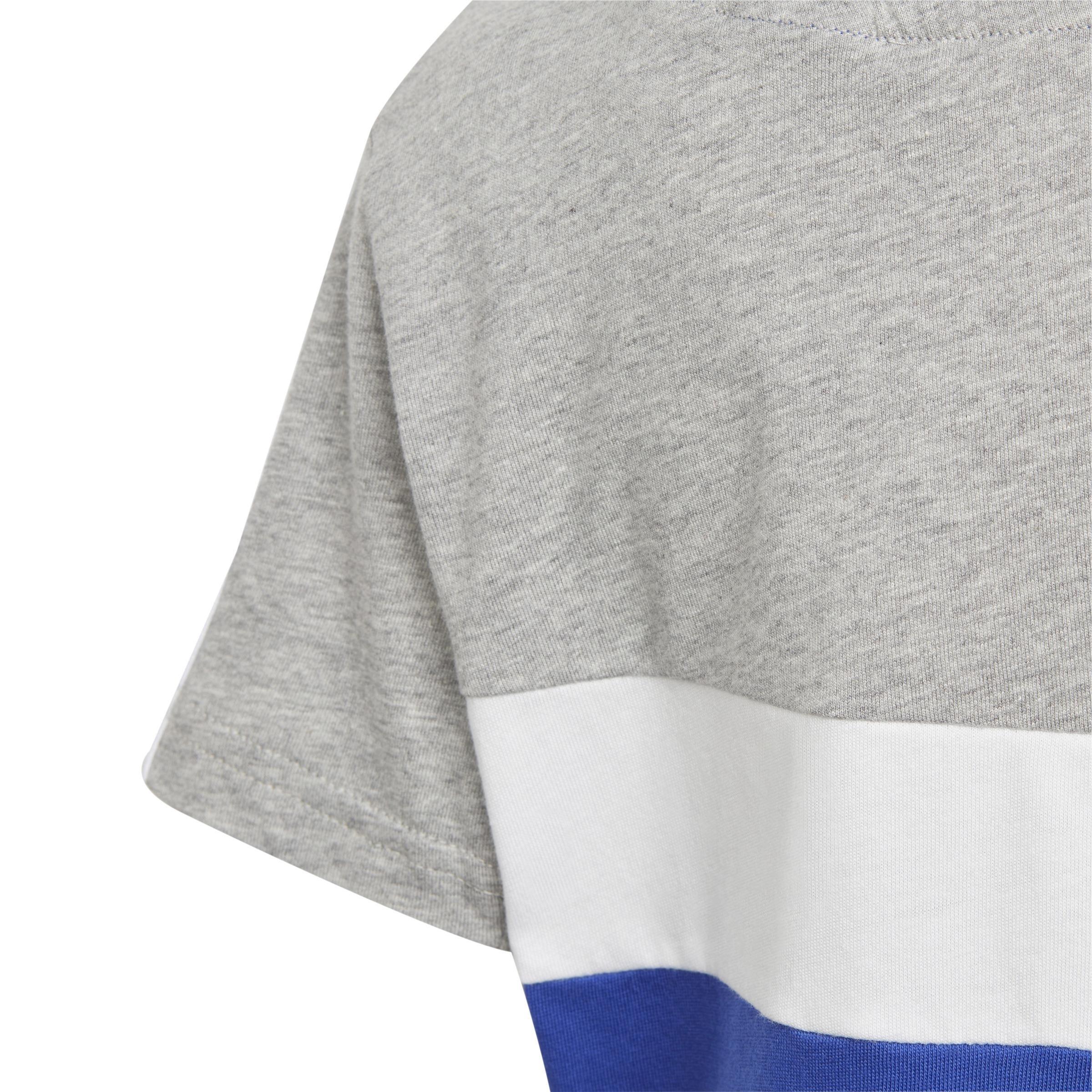 Unisex Kids Tiberio 3-Stripes Colorblock Cotton T-Shirt, Blue, A901_ONE, large image number 3