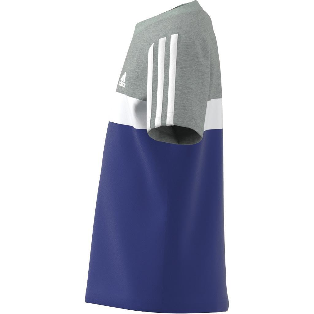 Unisex Kids Tiberio 3-Stripes Colorblock Cotton T-Shirt, Blue, A901_ONE, large image number 7