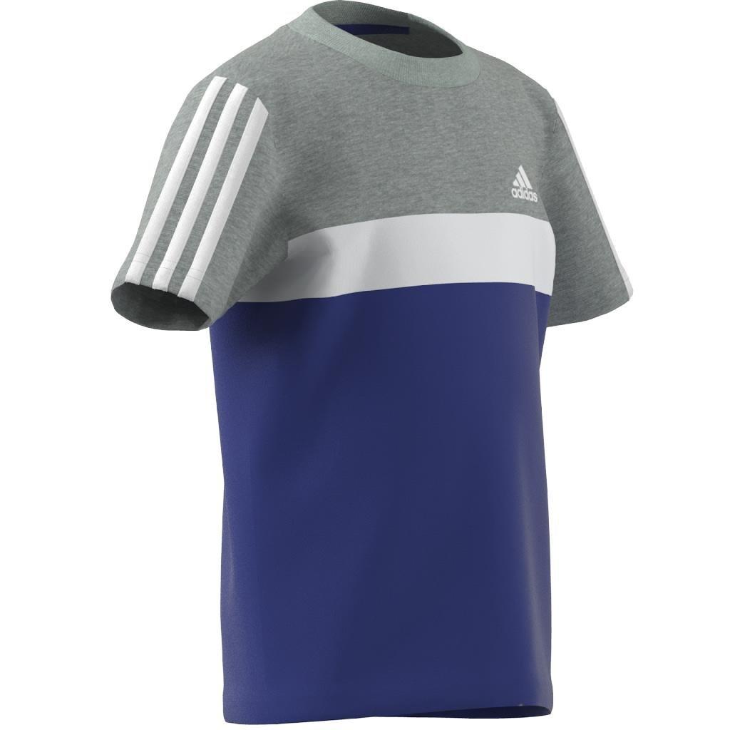 Unisex Tiberio 3-Stripes Colorblock Cotton T-Shirt, Blue, A901_ONE, large image number 10