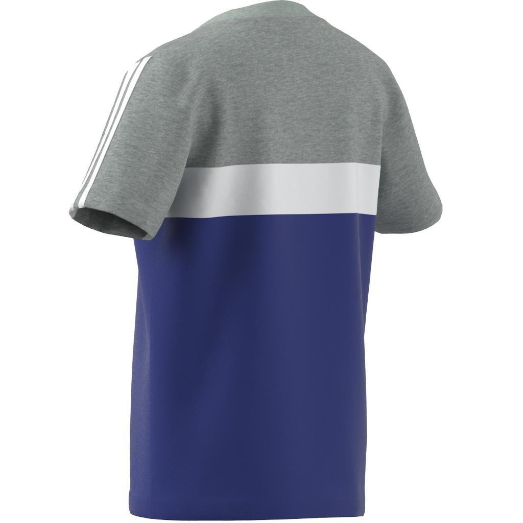 Unisex Tiberio 3-Stripes Colorblock Cotton T-Shirt, Blue, A901_ONE, large image number 12