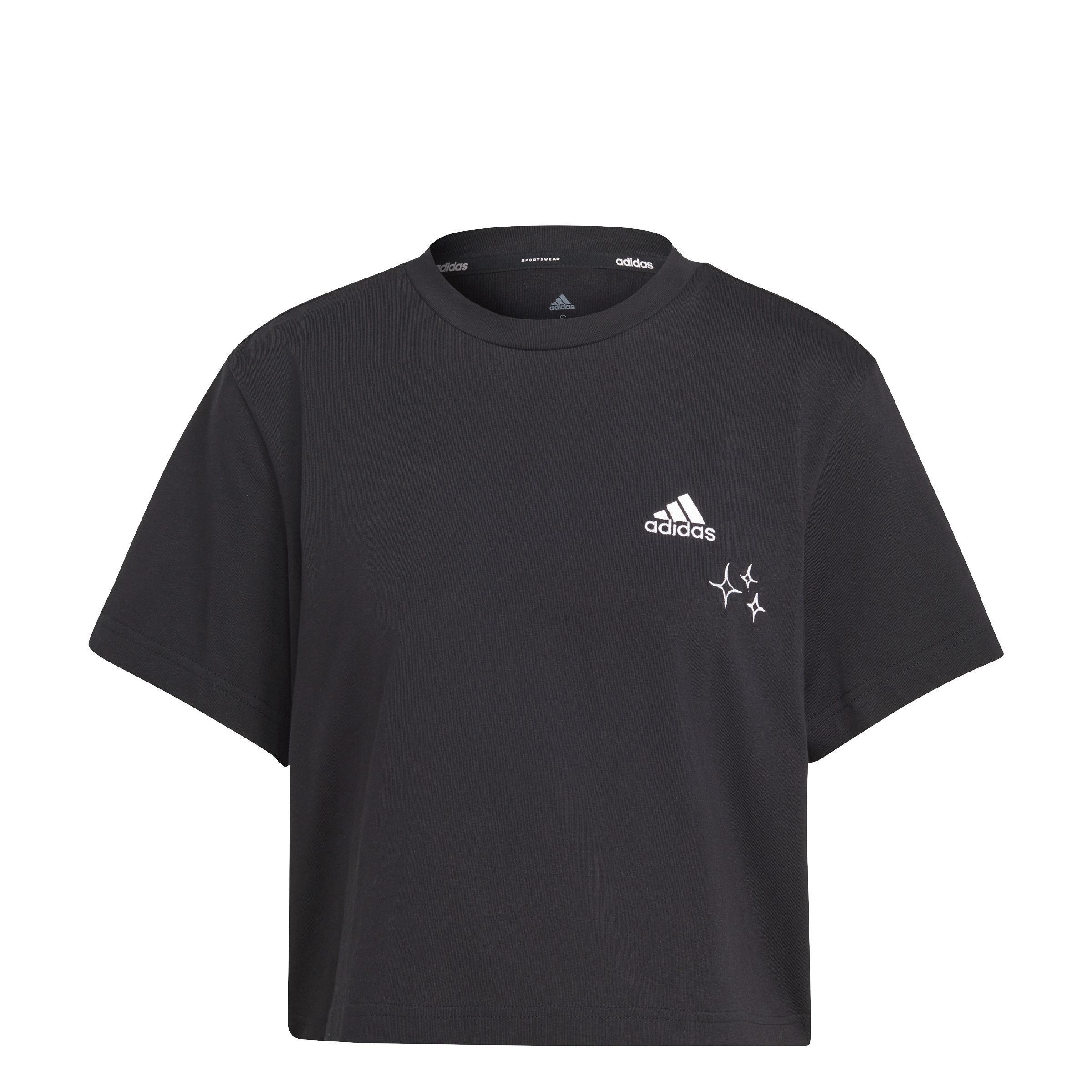 Scribble Embroidery Crop T-Shirt, Black, A901_ONE, large image number 0