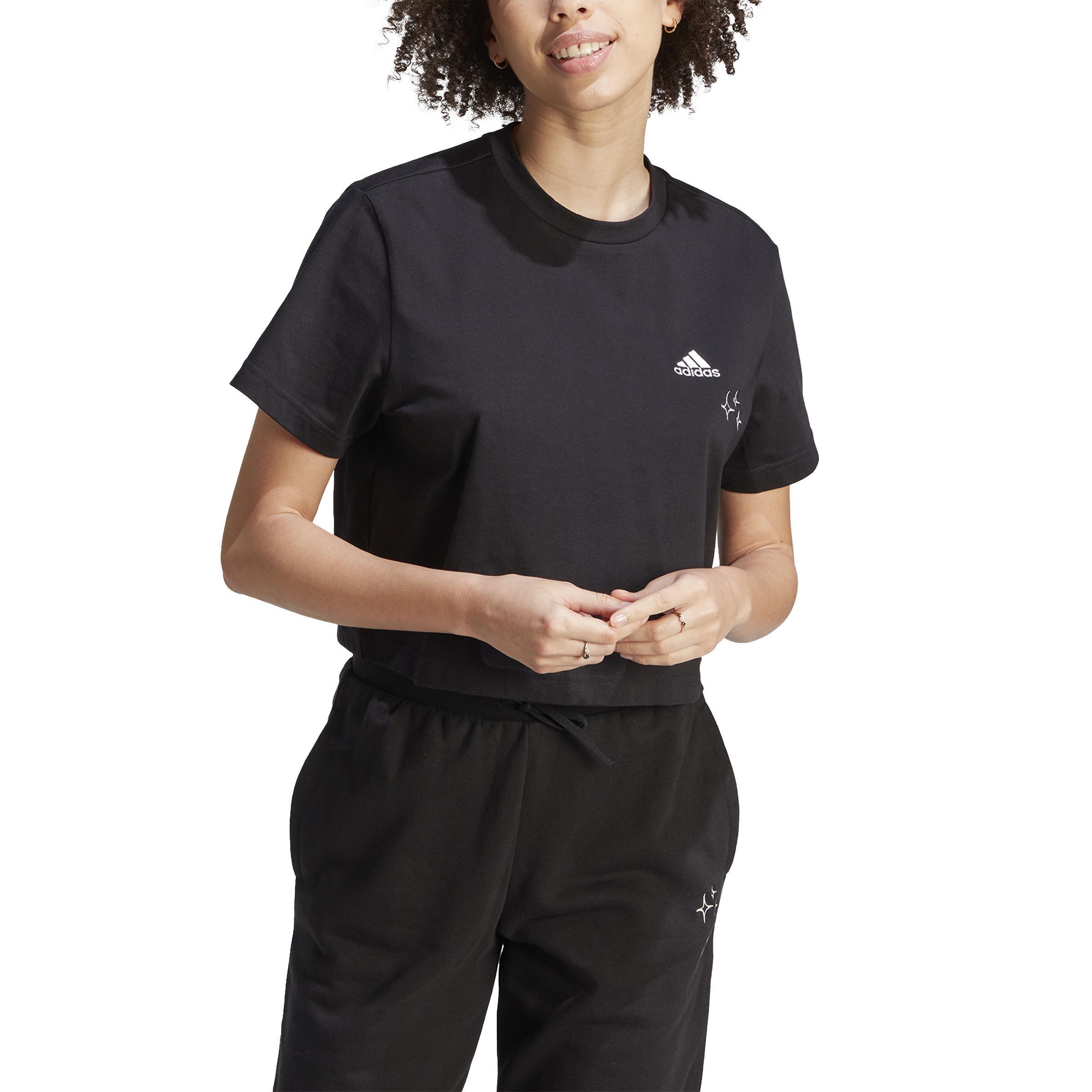 Scribble Embroidery Crop T-Shirt, Black, A901_ONE, large image number 1