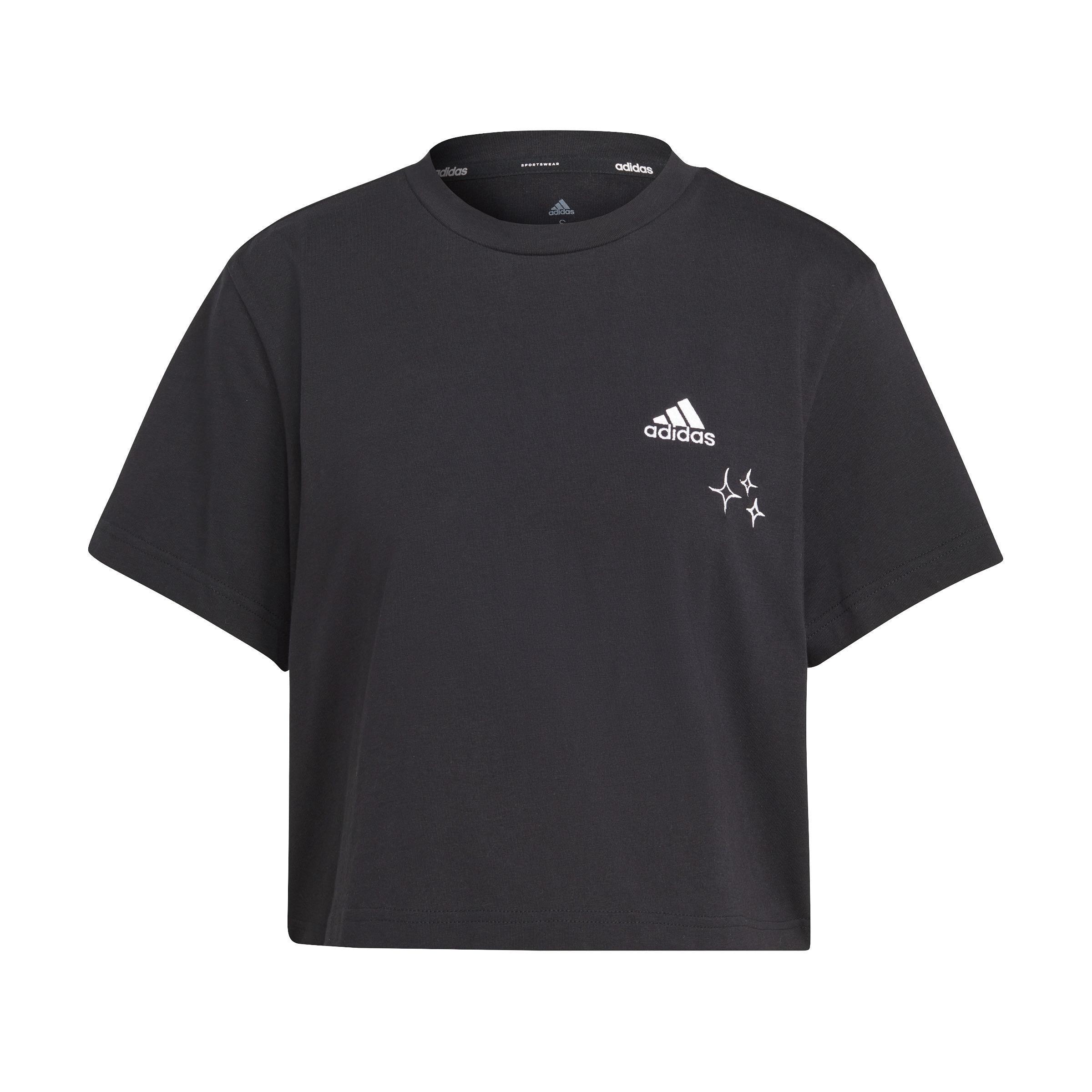 Scribble Embroidery Crop T-Shirt, Black, A901_ONE, large image number 2