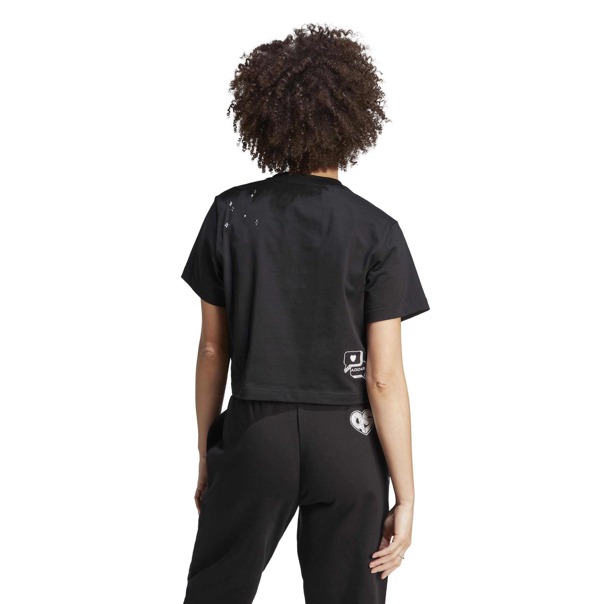 Scribble Embroidery Crop T-Shirt, Black, A901_ONE, large image number 3