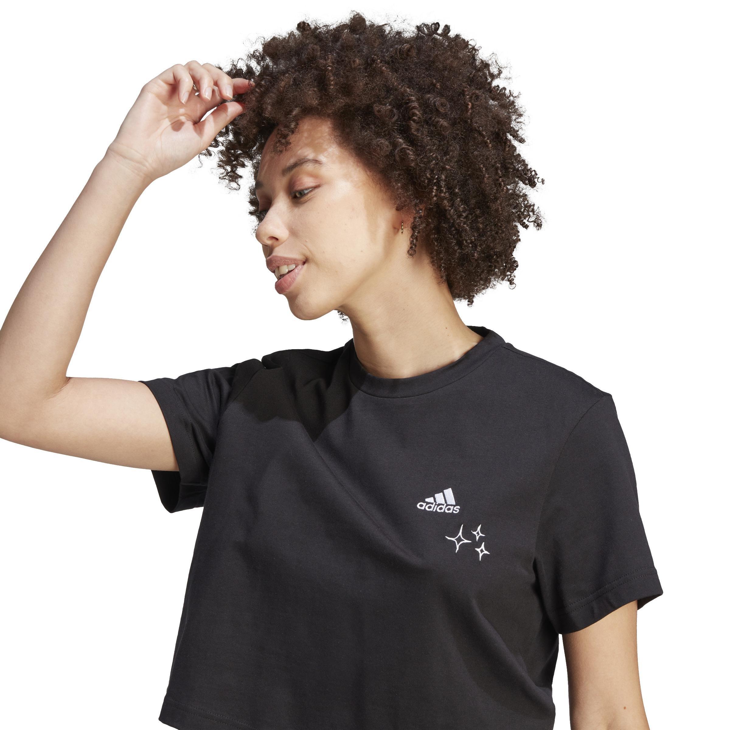 Scribble Embroidery Crop T-Shirt, Black, A901_ONE, large image number 4