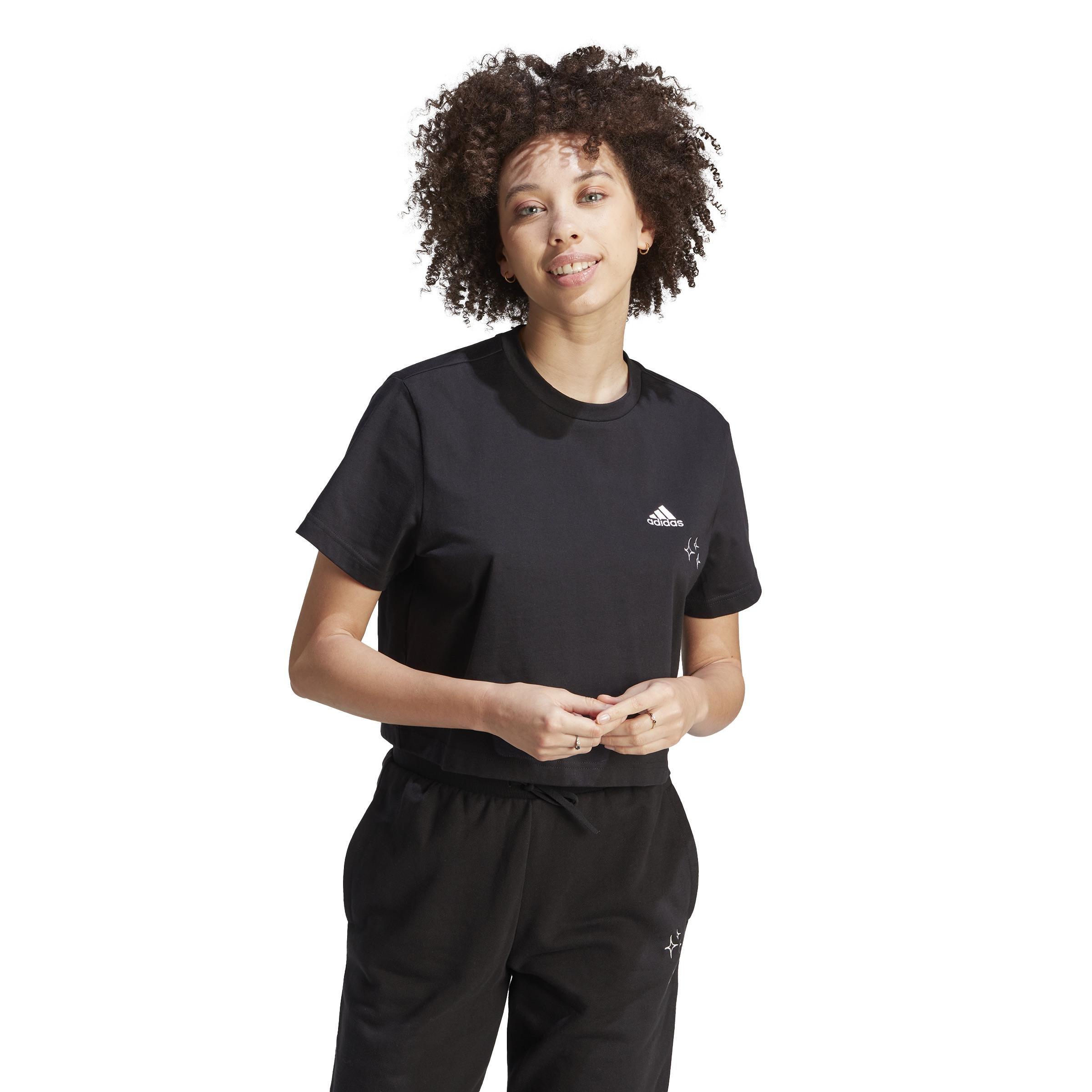 Scribble Embroidery Crop T-Shirt, Black, A901_ONE, large image number 6