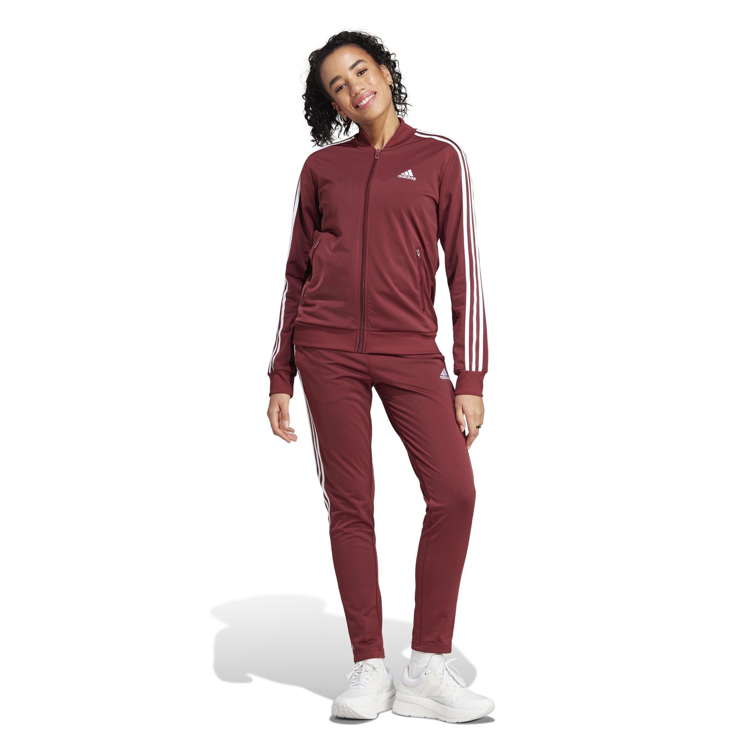 Essentials 3-Stripes Tracksuit, Red, , large image number 5