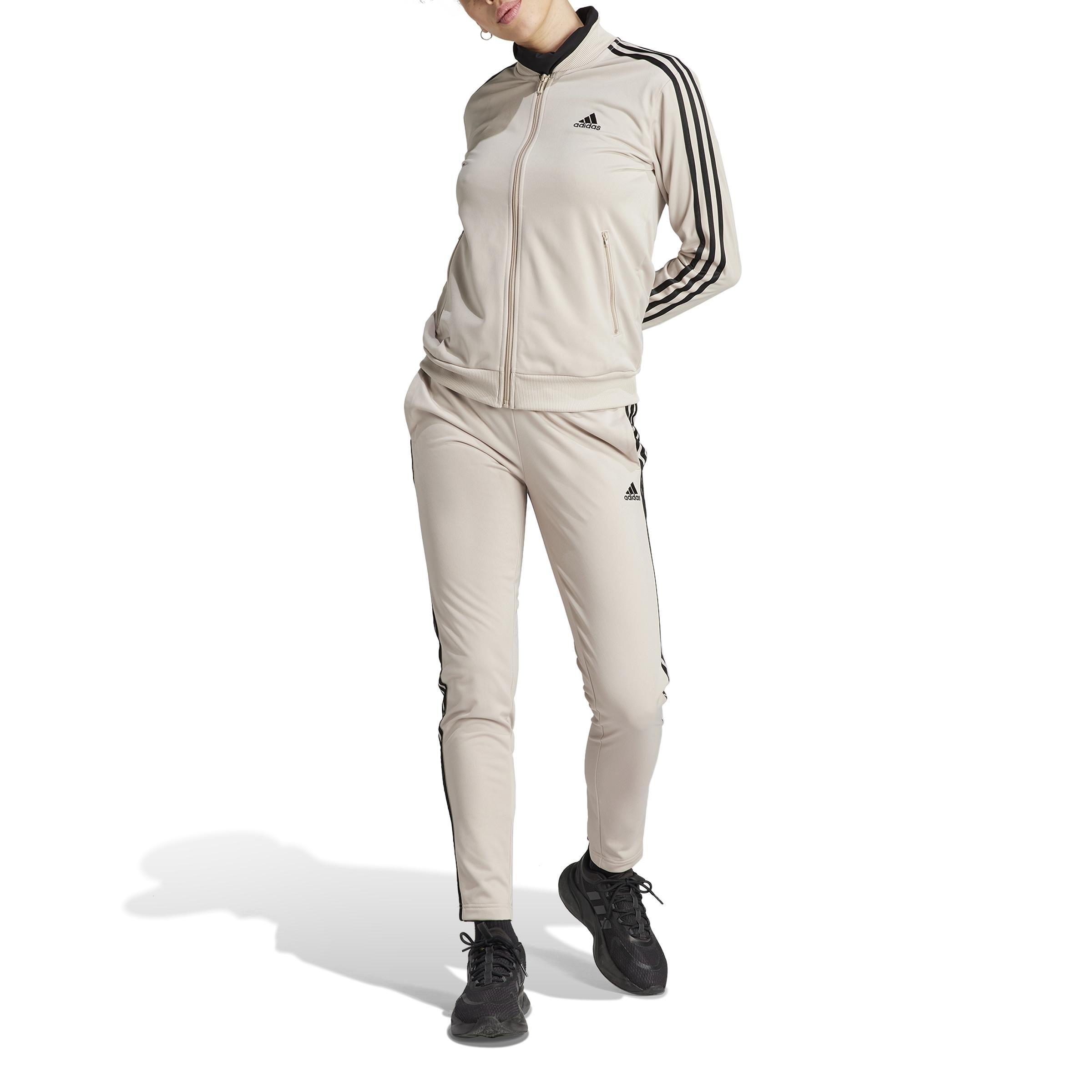 Essentials 3-Stripes Tracksuit, Beige, , large image number 0