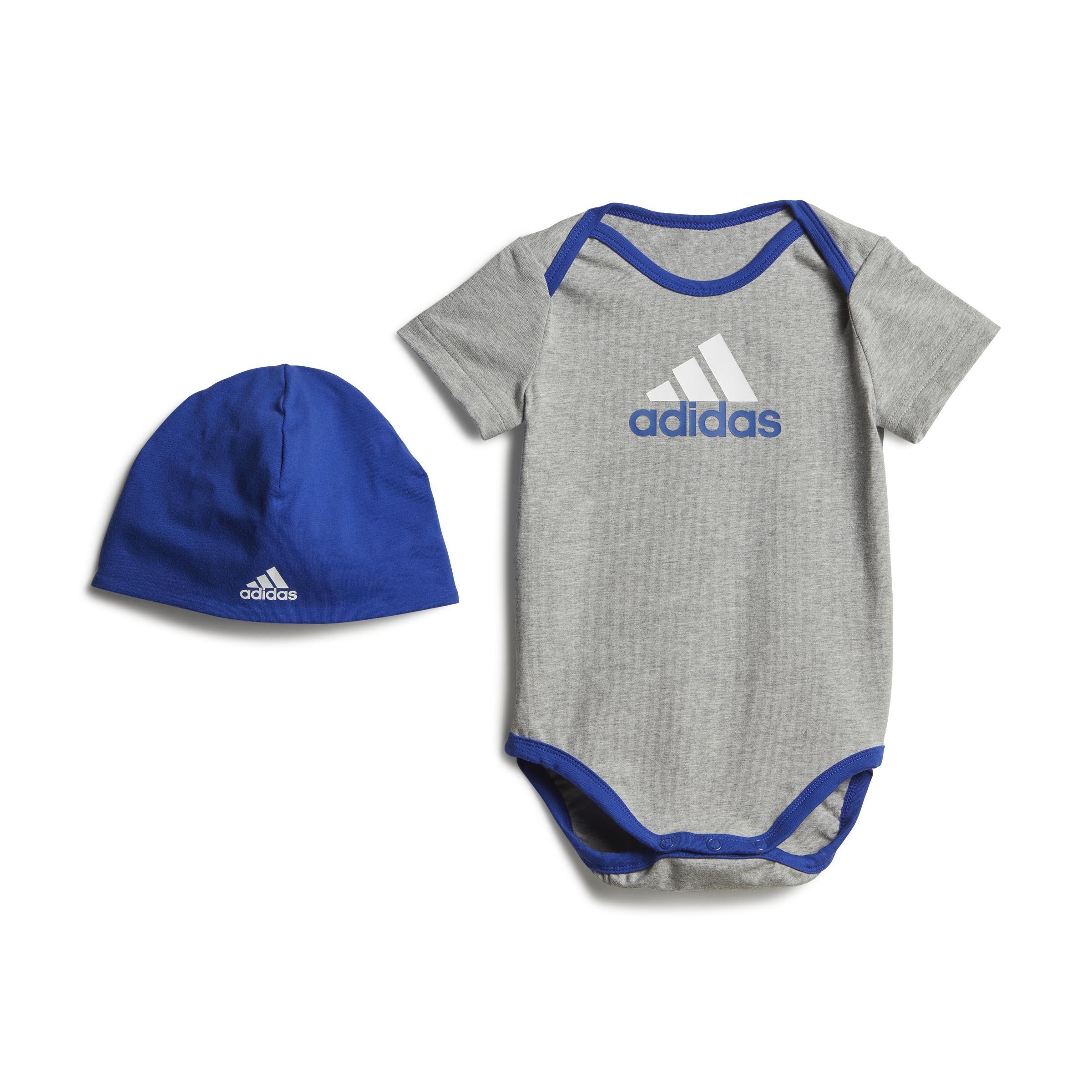 Unisex Kids Essentials Bodysuit And Beanie Gift Set, Grey, , large image number 1