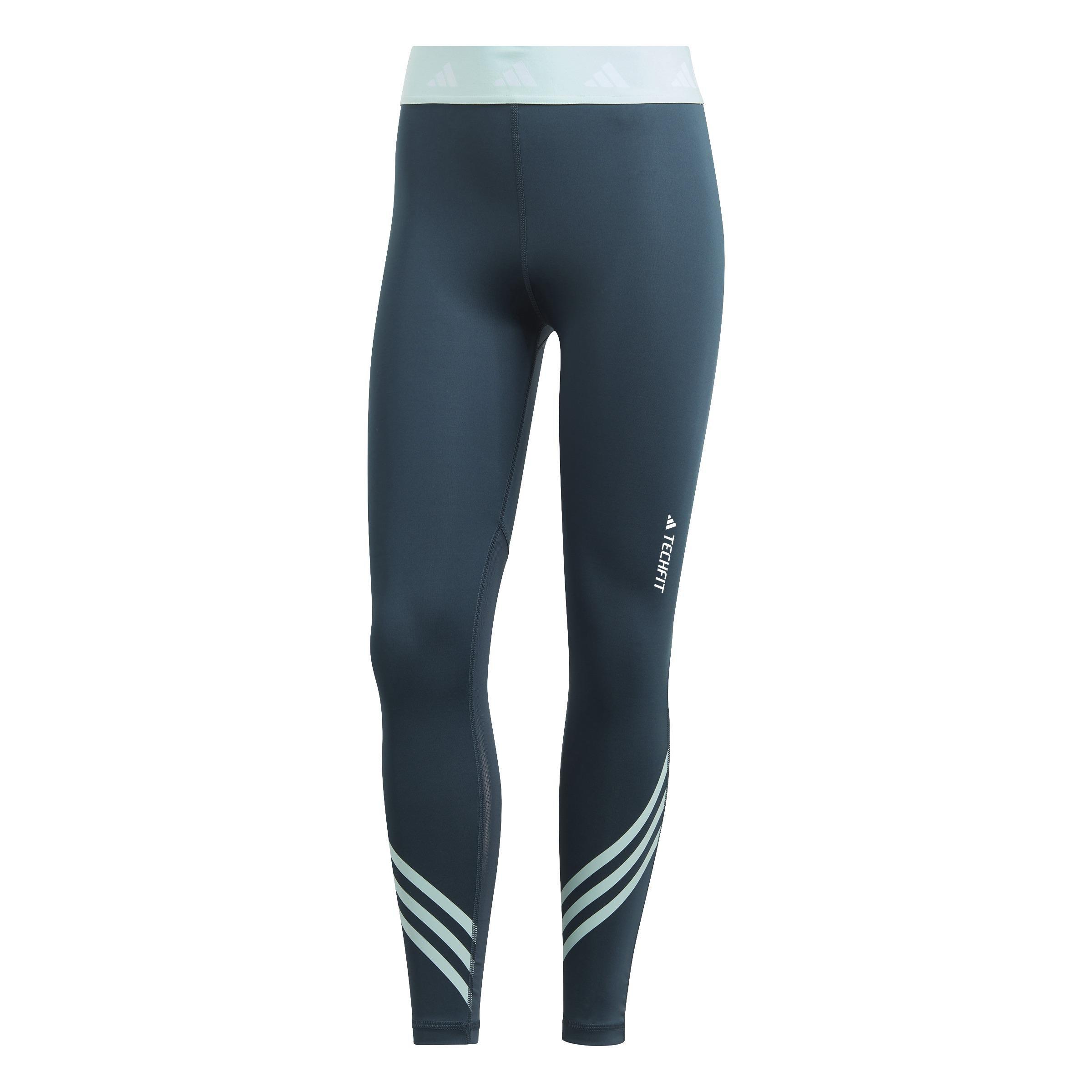 Techfit 3-Stripes Leggings, Turquoise, A901_ONE, large image number 1