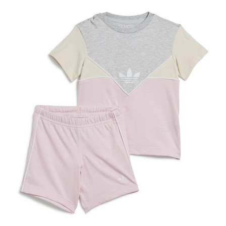 Kids Unisex Adicolor Shorts And Tee Set, Pink, A901_ONE, large image number 1
