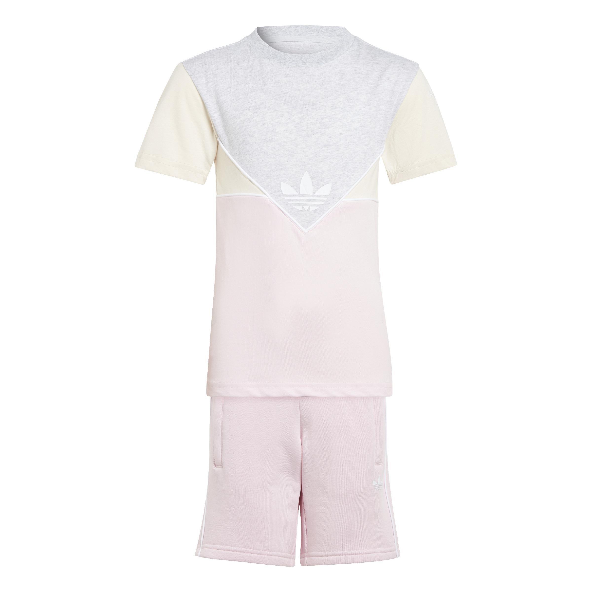 Unisex Kids Adicolor Shorts and Tee Set, Pink, A901_ONE, large image number 0
