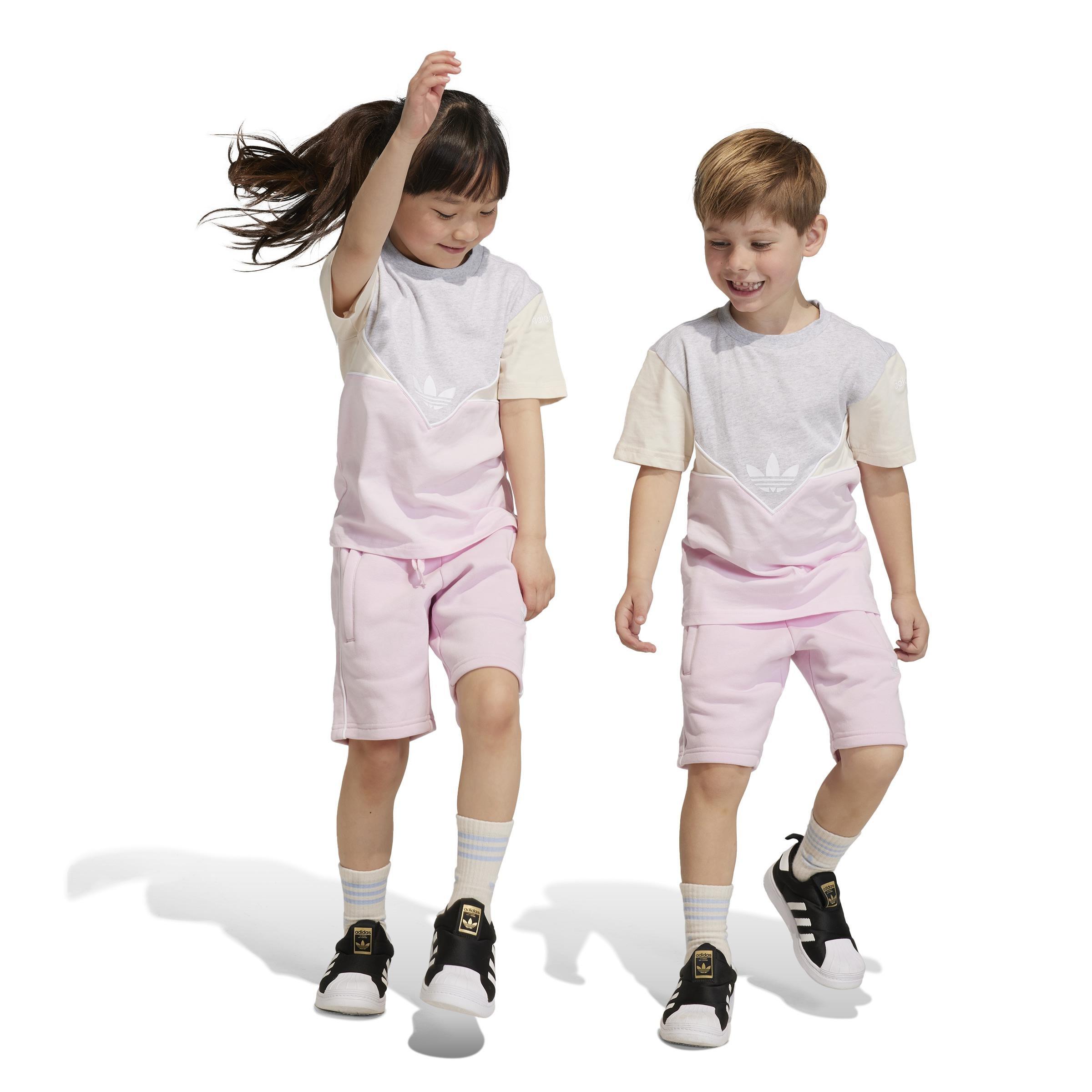 Unisex Kids Adicolor Shorts and Tee Set, Pink, A901_ONE, large image number 11