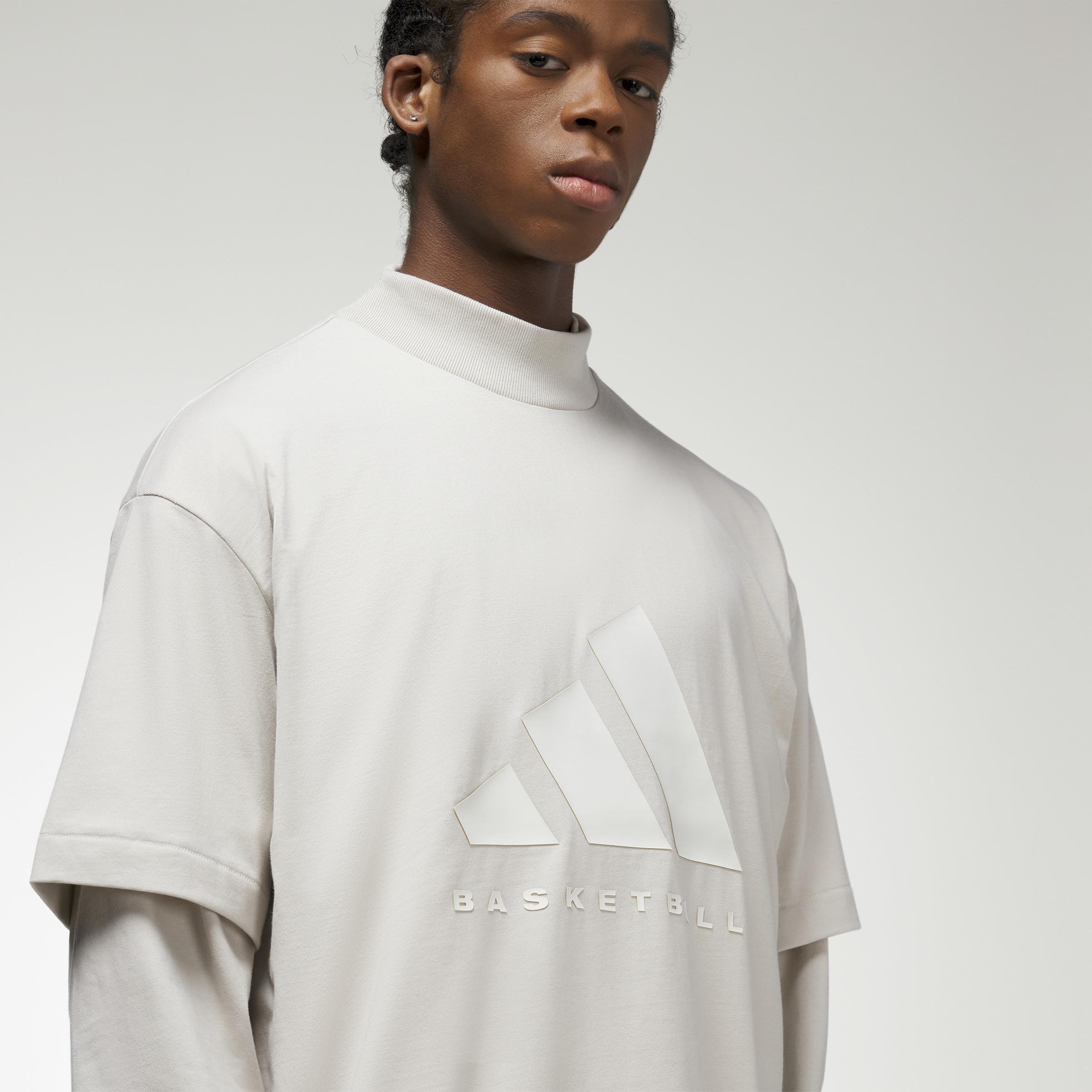 Unisex adidas Basketball T-Shirt, Beige, A901_ONE, large image number 4