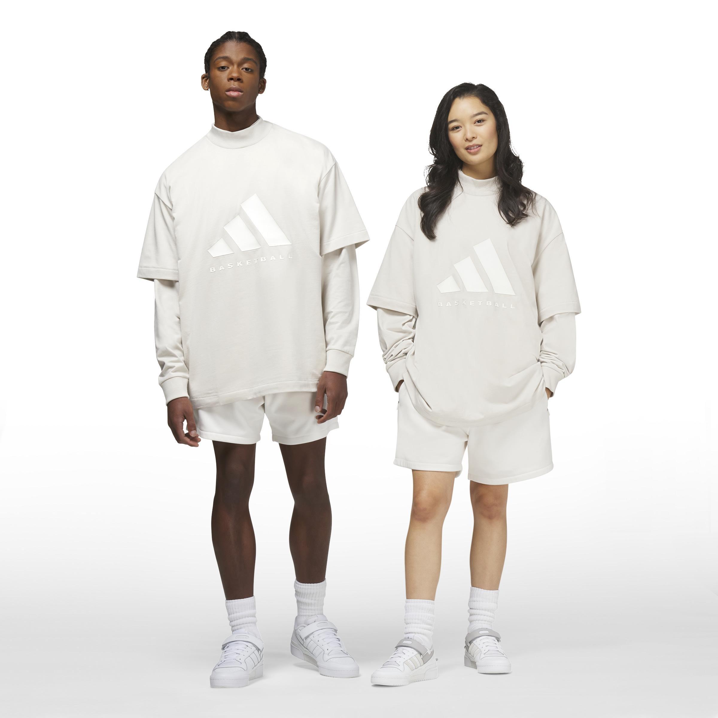 Unisex adidas Basketball T-Shirt, Beige, A901_ONE, large image number 6
