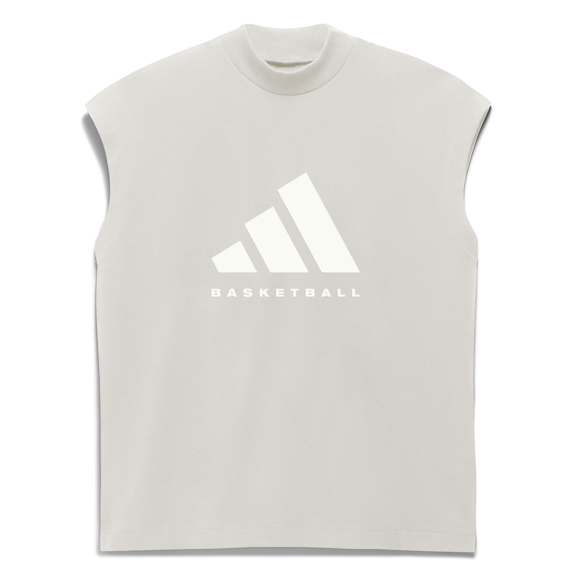 Unisex adidas Basketball Sleeveless Tank Top, Beige, A901_ONE, large image number 0