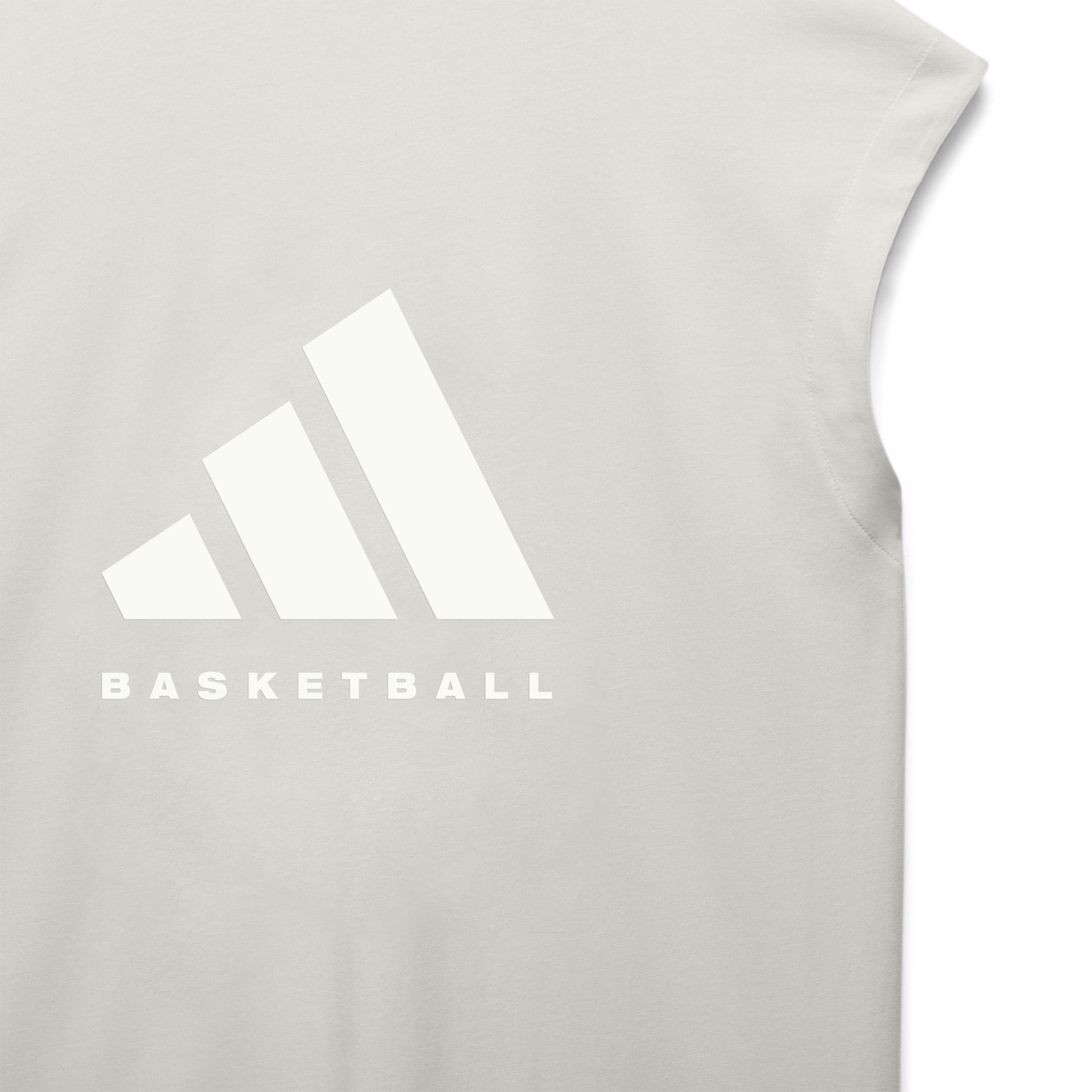 Unisex adidas Basketball Sleeveless Tank Top, Beige, A901_ONE, large image number 3