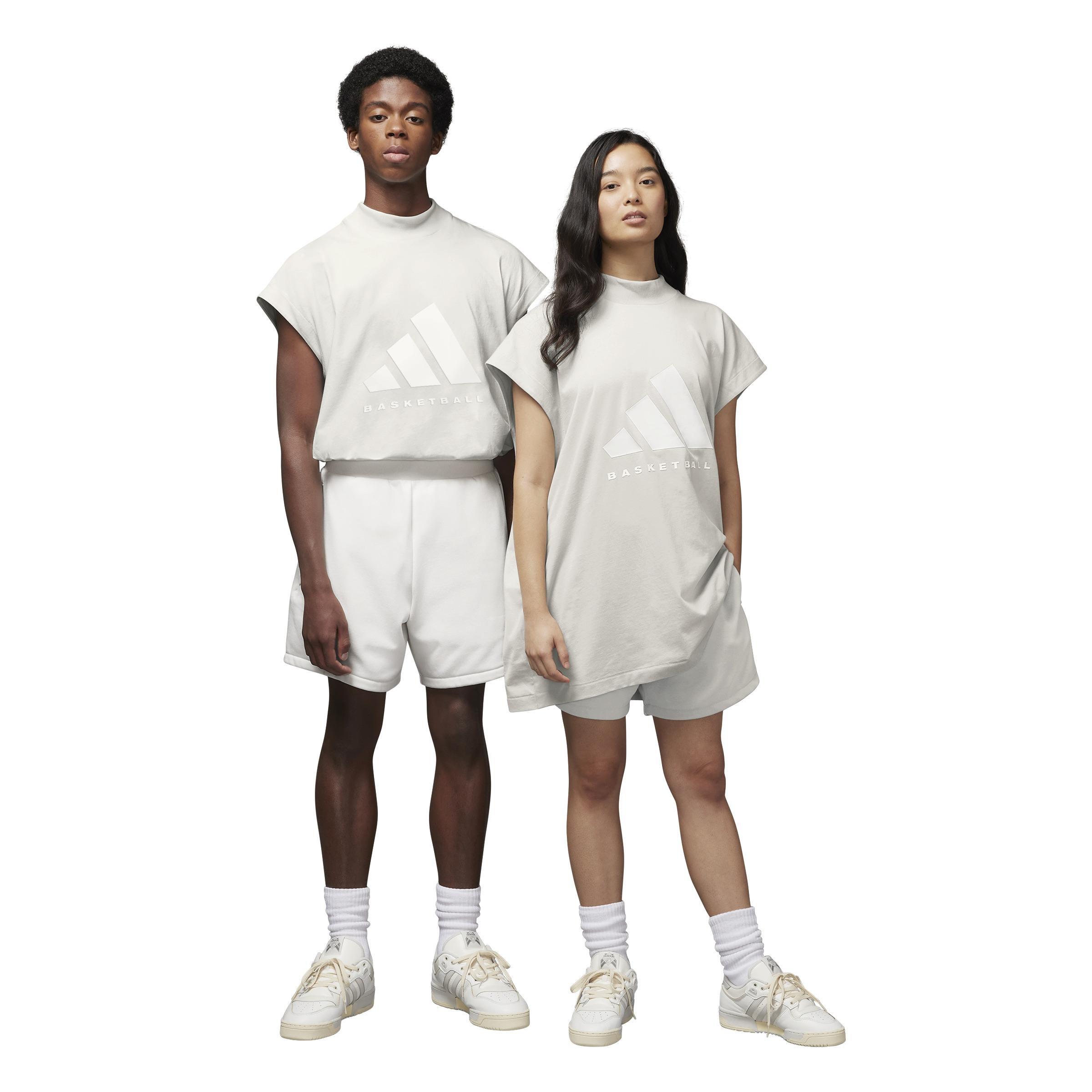 Unisex adidas Basketball Sleeveless Tank Top, Beige, A901_ONE, large image number 5