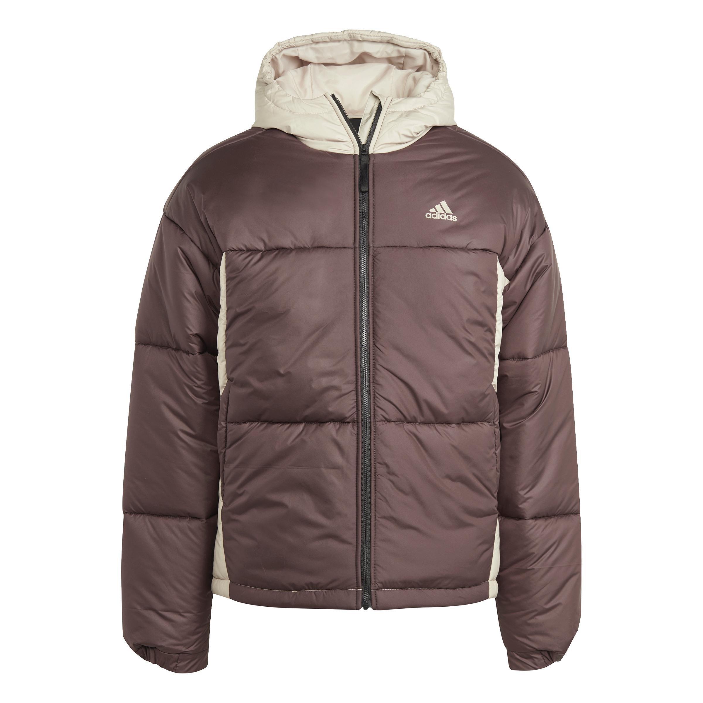 Bsc 3-Stripes Puffy Hooded Jacket, Brown, A901_ONE, large image number 0