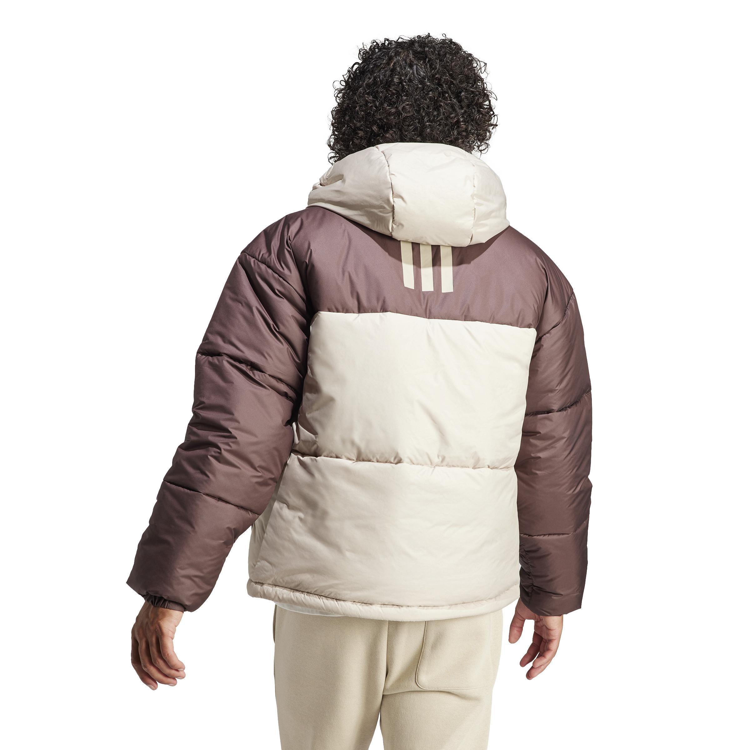 Bsc 3-Stripes Puffy Hooded Jacket, Brown, , large image number 3