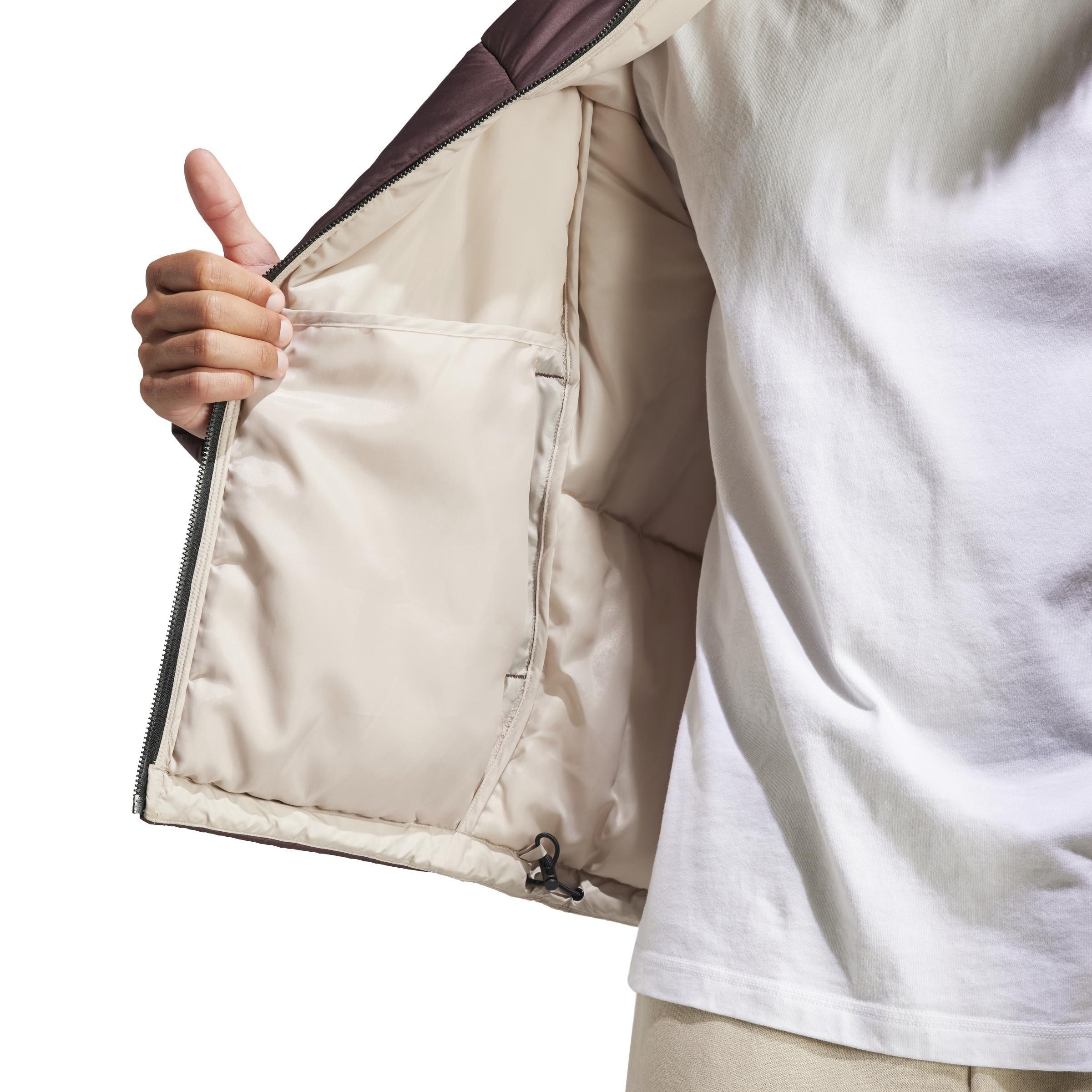 Bsc 3-Stripes Puffy Hooded Jacket, Brown, A901_ONE, large image number 4