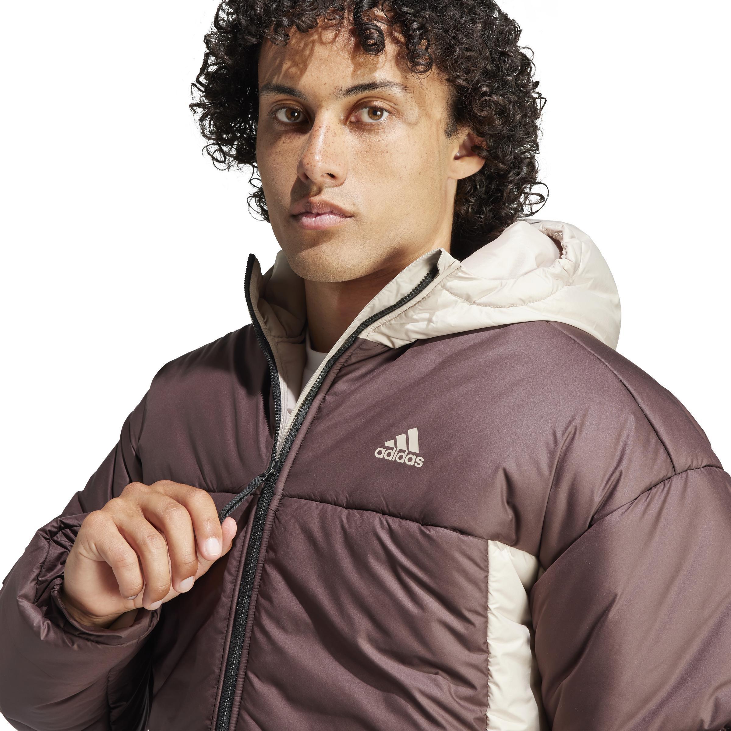 Bsc 3-Stripes Puffy Hooded Jacket, Brown, A901_ONE, large image number 5