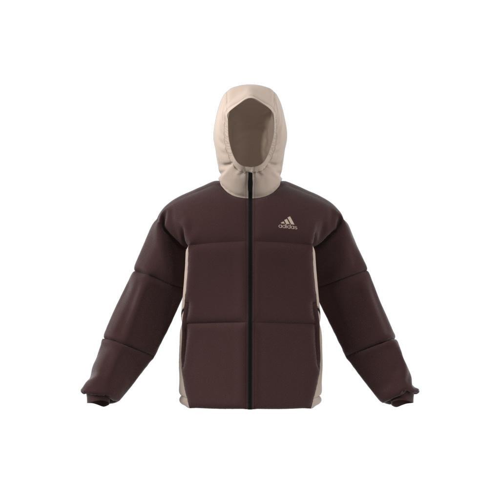 Bsc 3-Stripes Puffy Hooded Jacket, Brown, A901_ONE, large image number 6